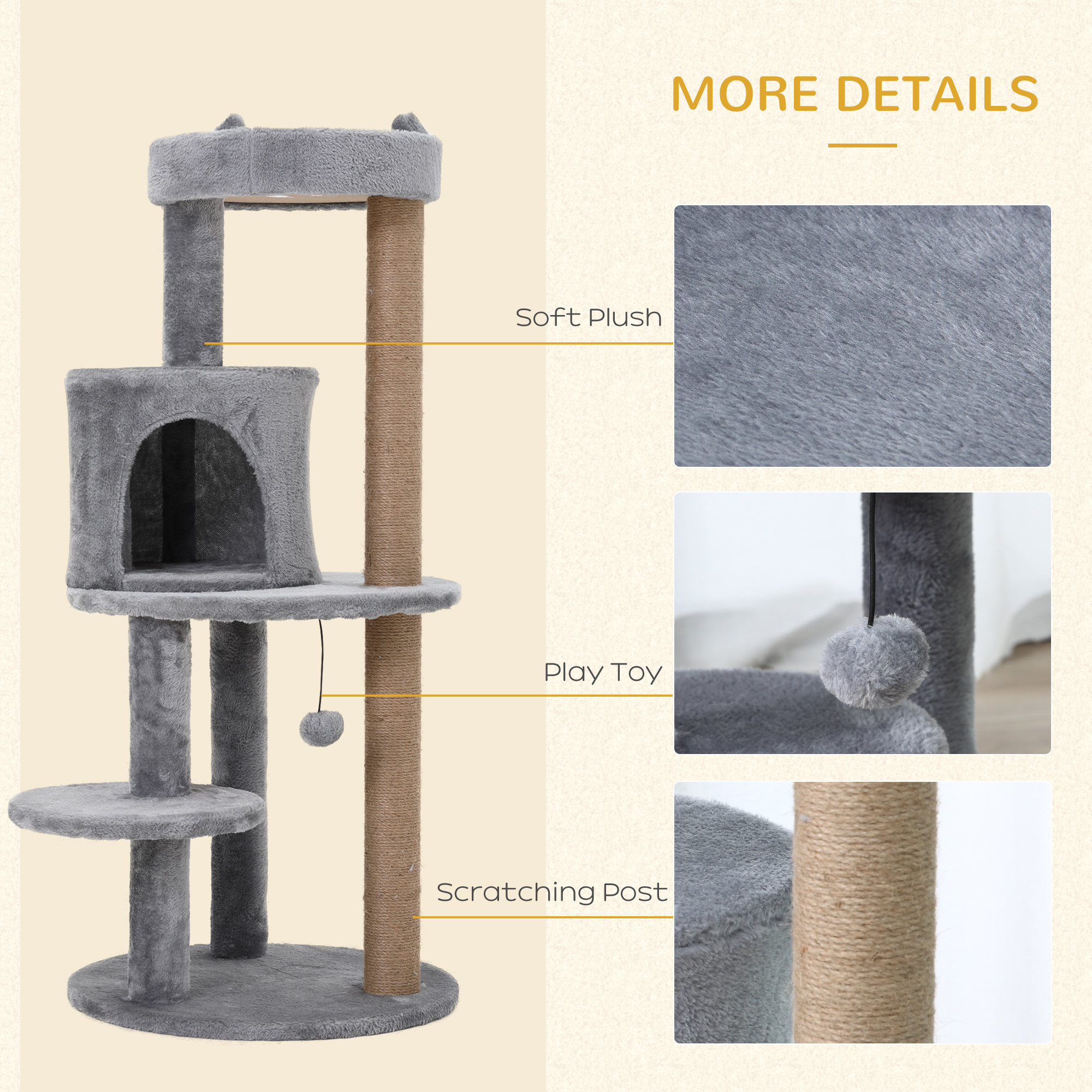 104 Cm Cat Tree,Cat Condo Tree Tower,Cat Activity Centre With Scratching — image 4
