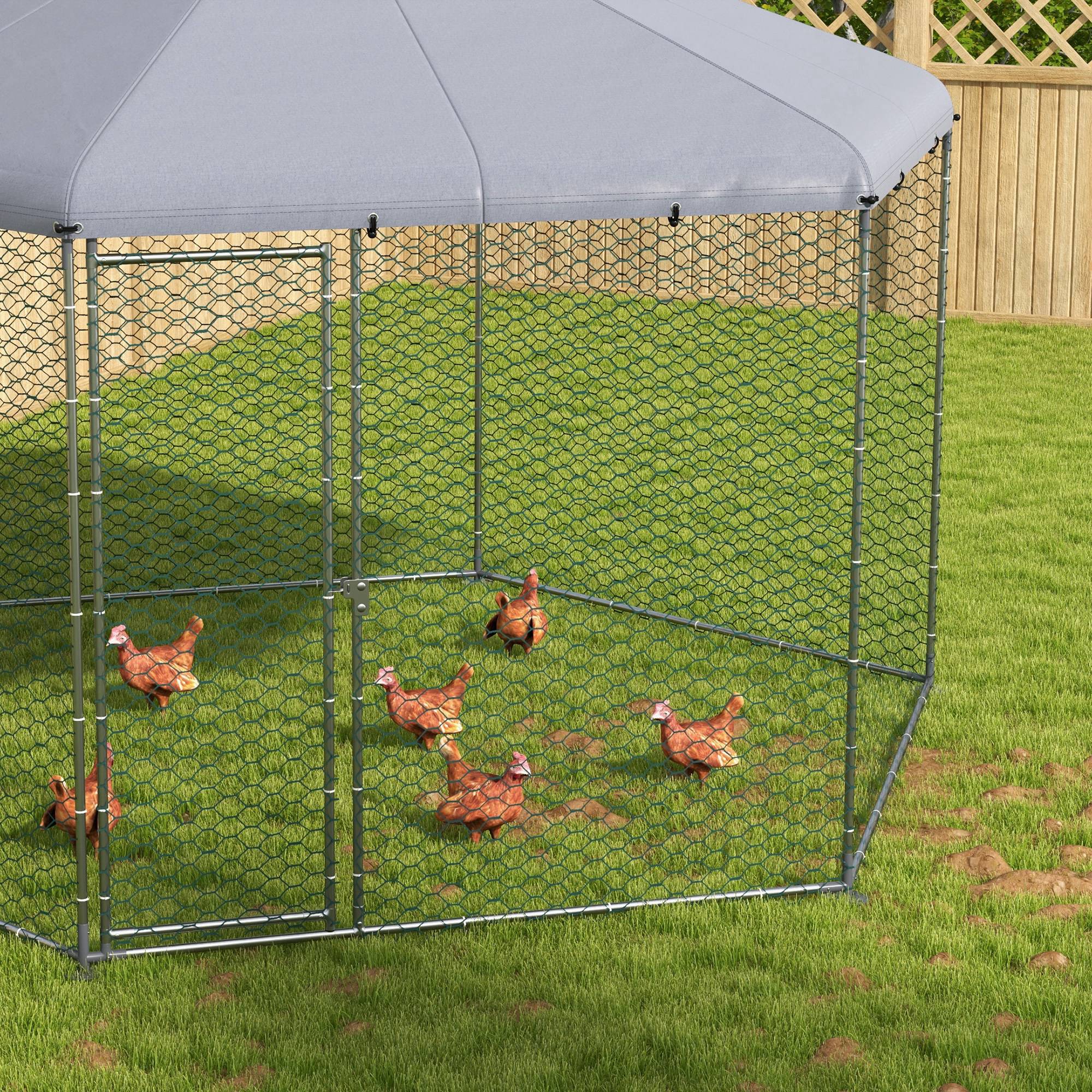 Chicken Coop For 10-15 Chickens,Hens,Rabbits,Ducks,Outdoor Garden Run,4 X 3.5 X