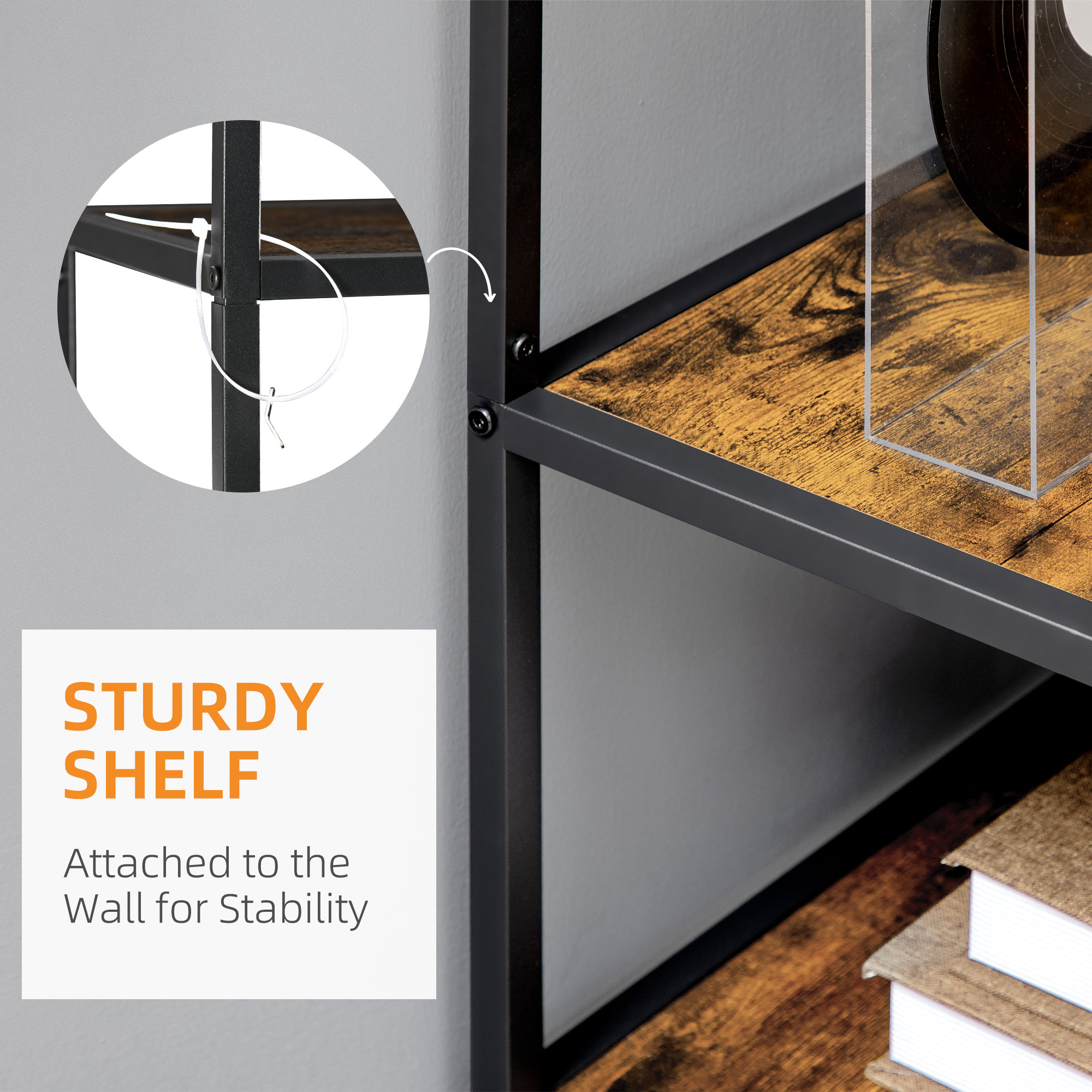 Industrial Bookcase Shelf,6 Tier Metal Shelving,Storage Shelves For Living