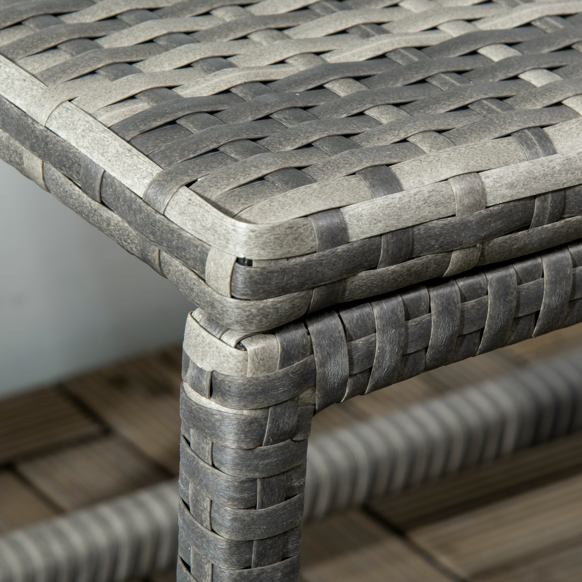 Outdoor Coffee Table,Garden PE Rattan Side Table With Plastic Board Under — image 3