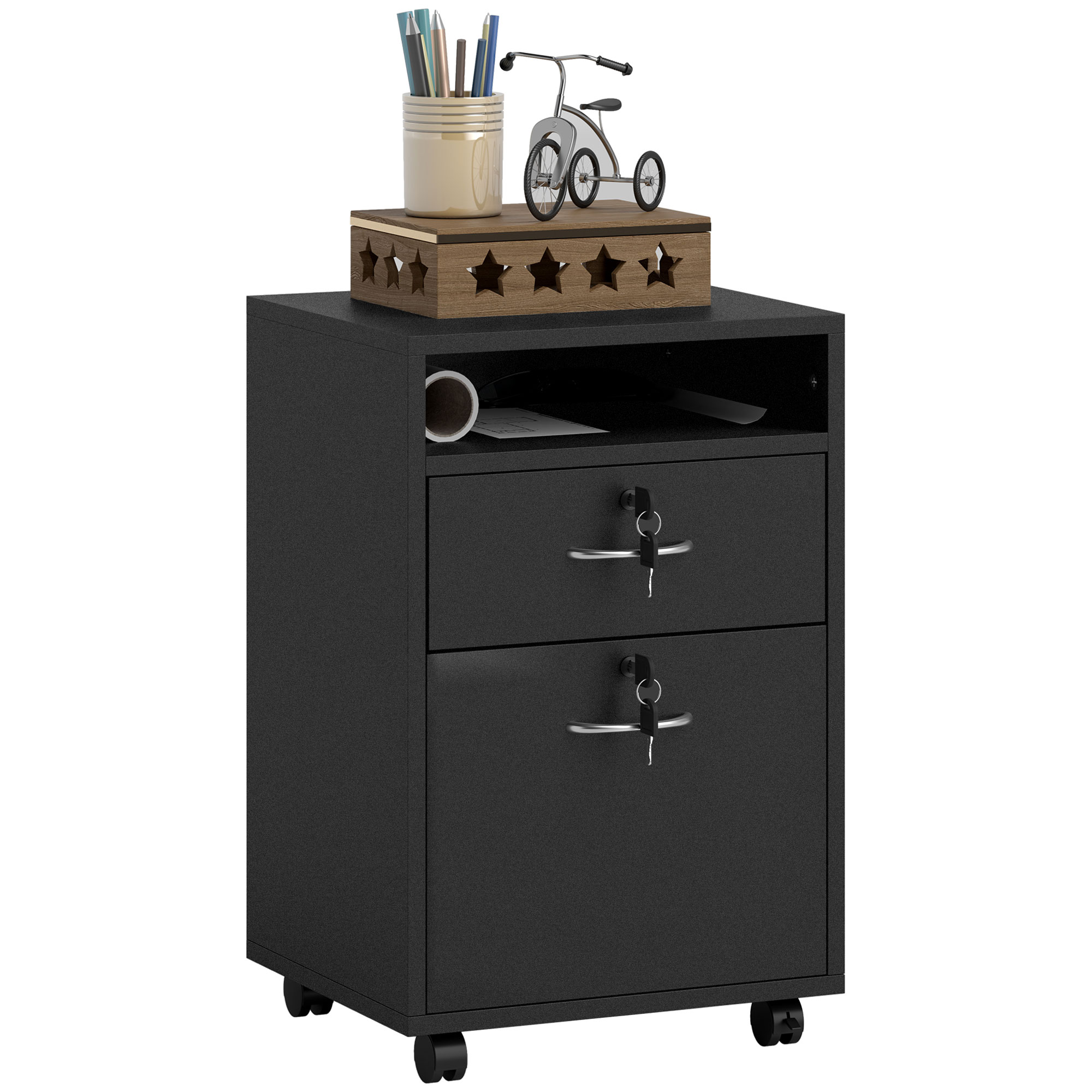 Filing Cabinet,Mobile File Cabinet With 2 Lockable Drawers,Office Home — image 2