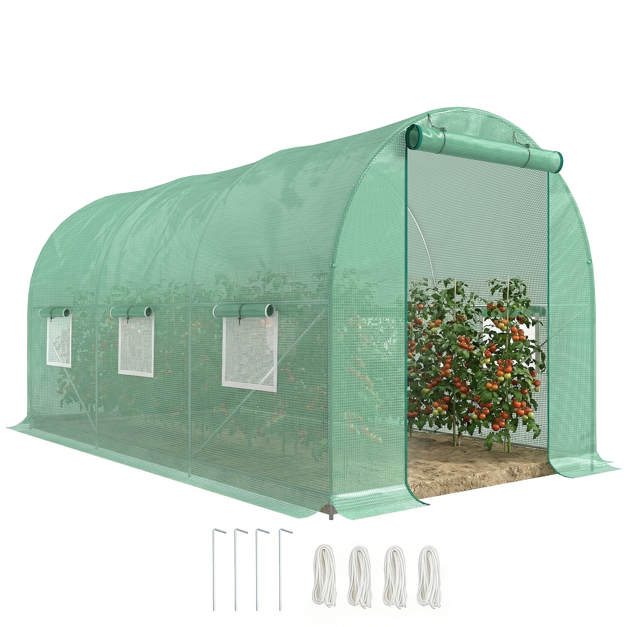 4.5m X 2m X 2m Walk-in Tunnel Greenhouse Garden Plant Growing House With Door — image 3