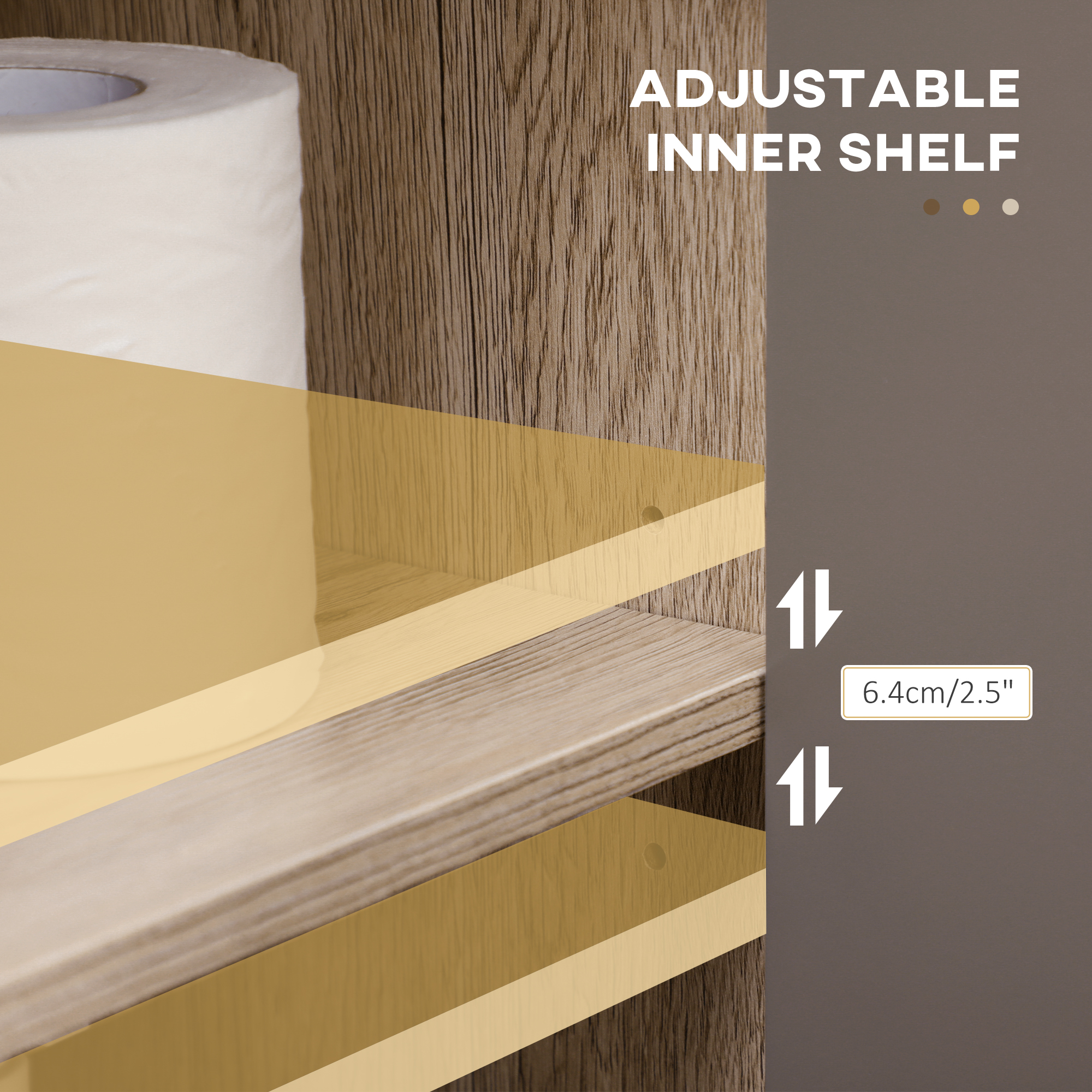 Under Sink Storage Cabinet Floor Standing Cupboard W/ Adjustable Shelf Bathroom — image 2