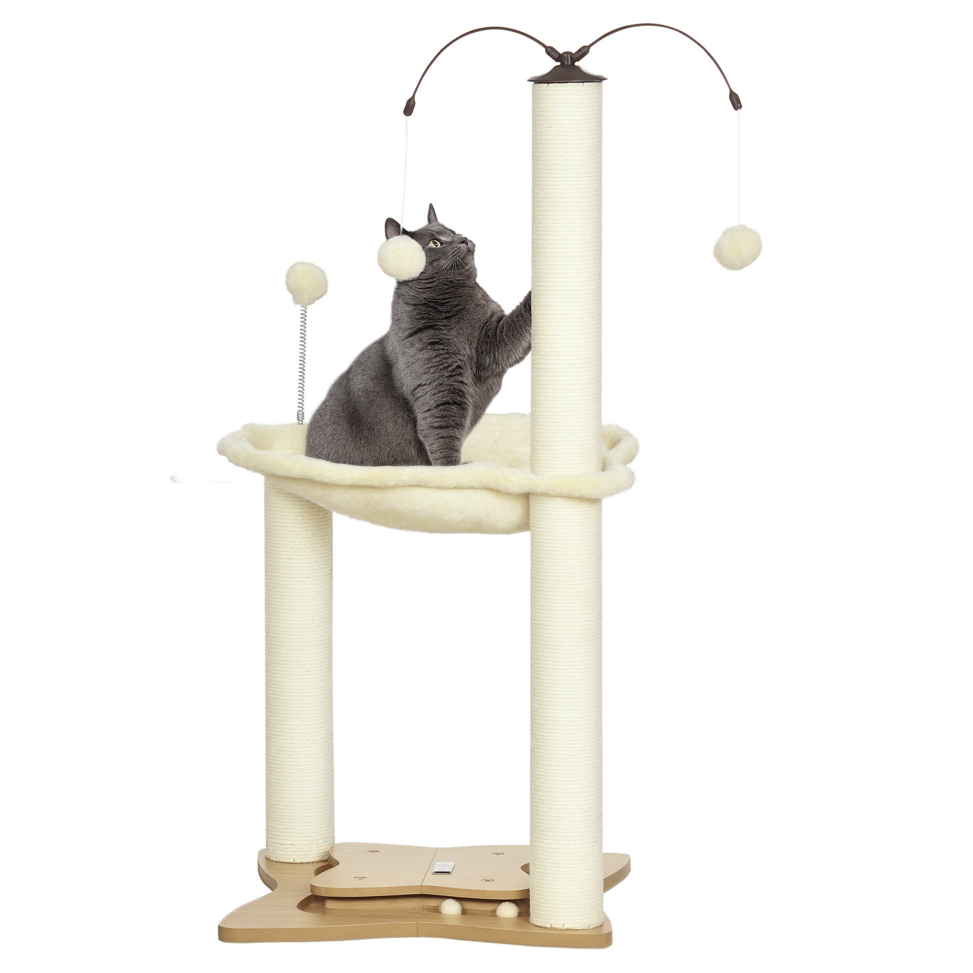 Cat Tree,with Scratching Posts,Hammock,Toy Ball-Beige detail photo 5