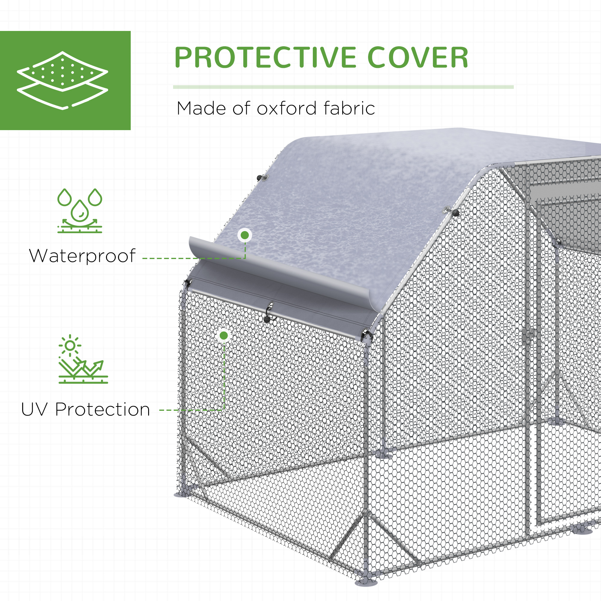 Walk In Chicken Run Coop Hen House Outdoor With Roof For 4-6 Chickens,280 X 190 — image 2