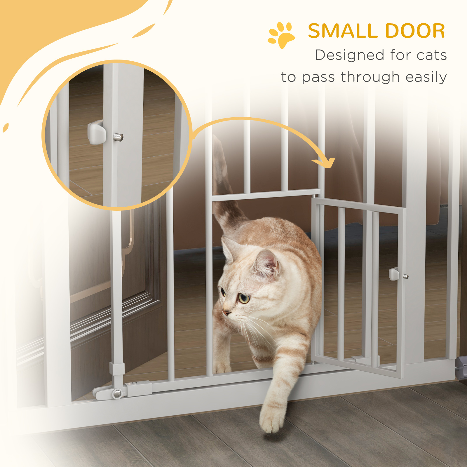 Extra Tall Pet Gate,Indoor Dog Safety Gate,with Cat Flap,Auto Close,74-80cm
