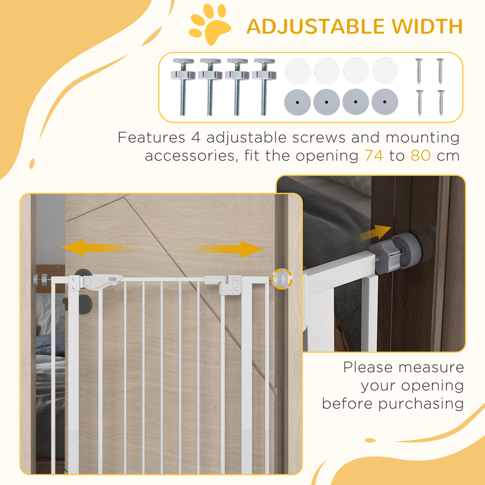 Extra Tall Pet Gate,Indoor Dog Safety Gate,with Cat Flap,Auto Close,74-80cm — image 5