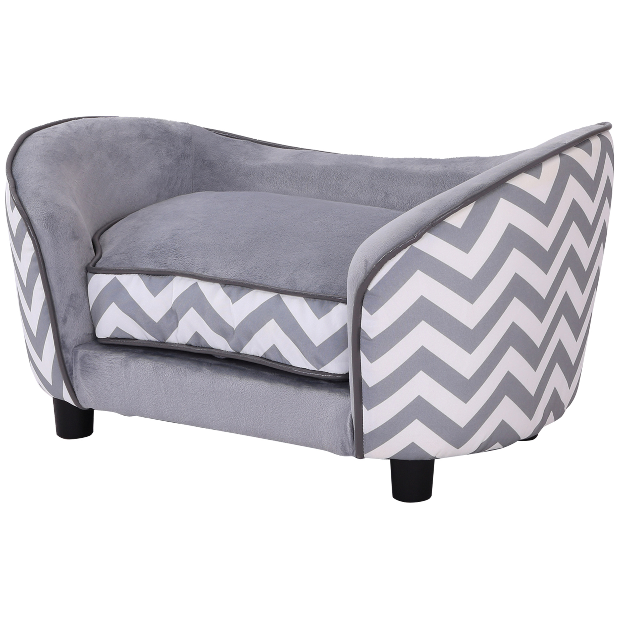 Dog Sofa Pet Couch For XS Dogs W/ Removable Sponge Padded Cushion-Grey — image 3