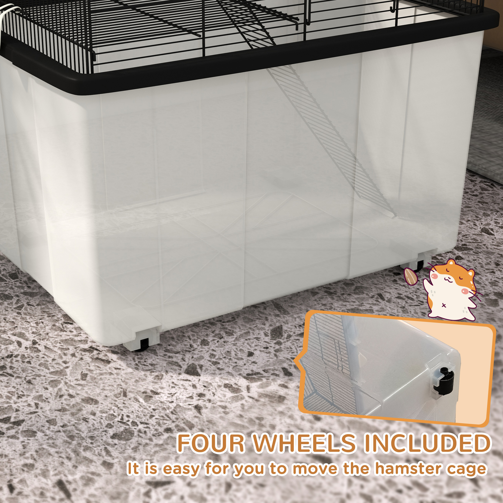 Two-Tier Gerbil Cage,Hamster Cage For Dwarf Hamster W/ Wheels,Deep Bottom,Food