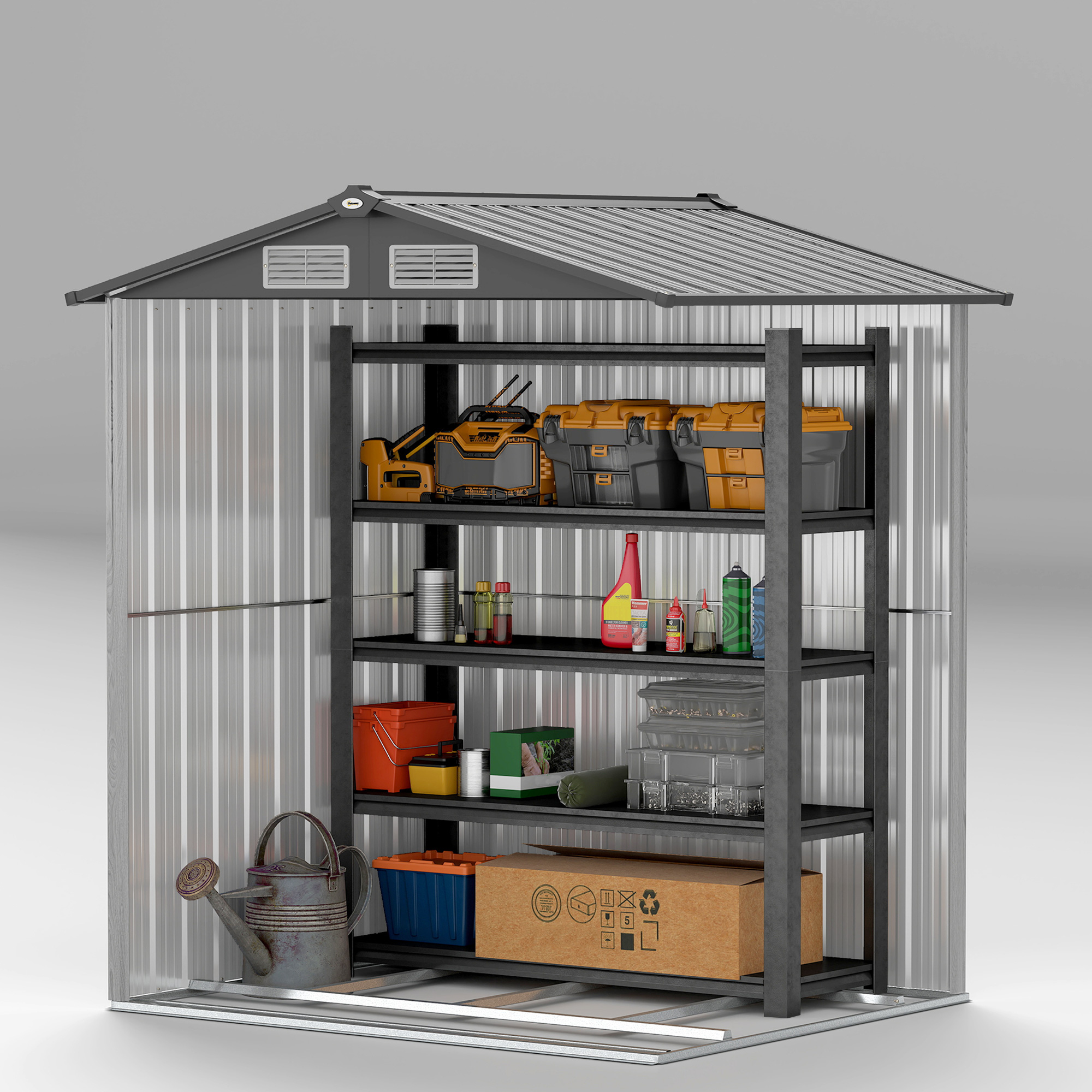 4.3 X 5ft Outdoor Garden Storage Shed-Grey Wood Effect — image 3