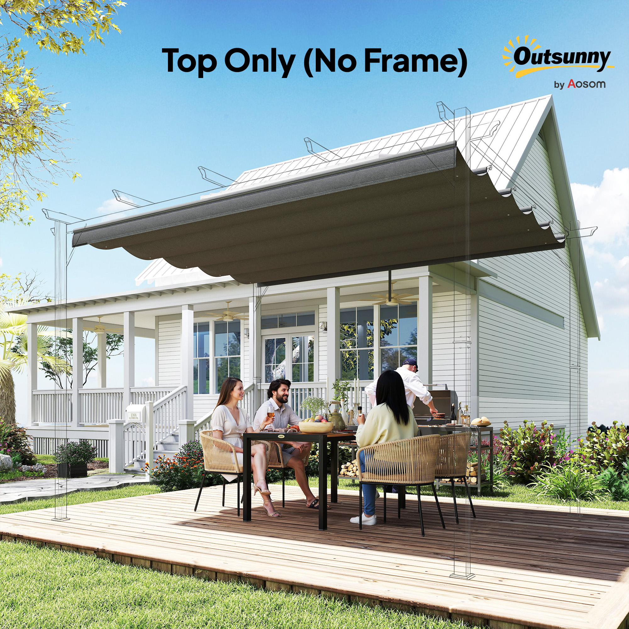 Retractable Pergola Cover,2.55 X 2.5 M Replacement Canopy Fabric For 3 X 3 M — image 3