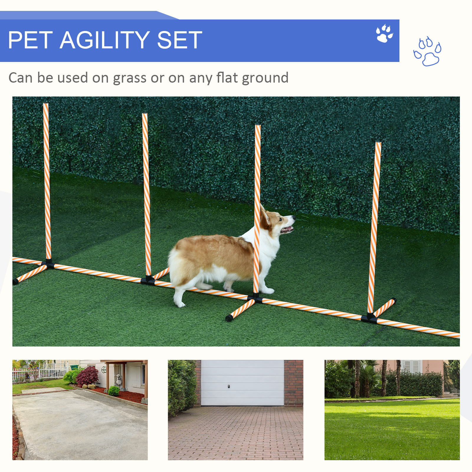Dog Agility Equipment Pet Outdoor Training Play Run Obstacle W/ 6 Weaves Poles — image 4