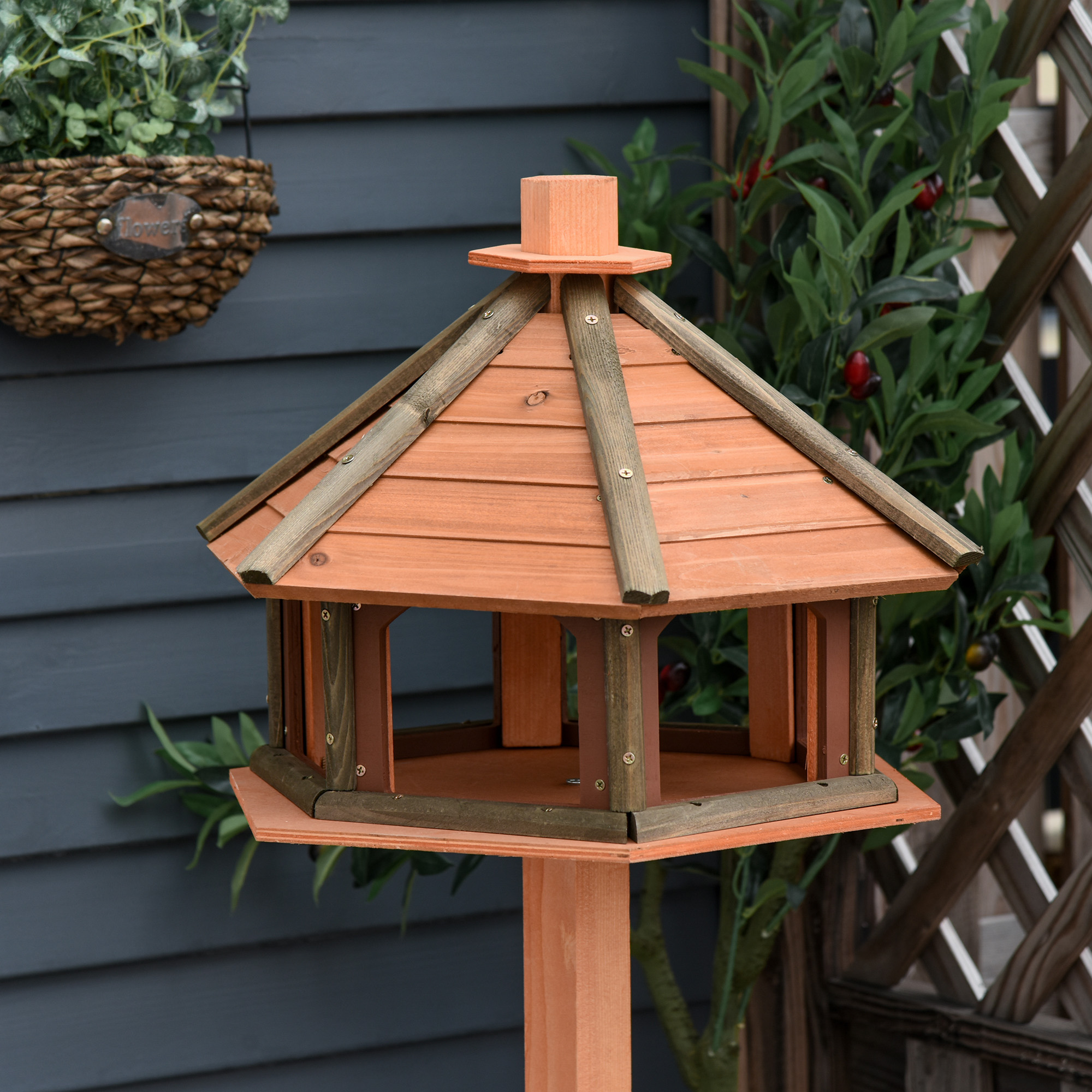 130cm Wooden Bird Table,Feeding Station With Roof