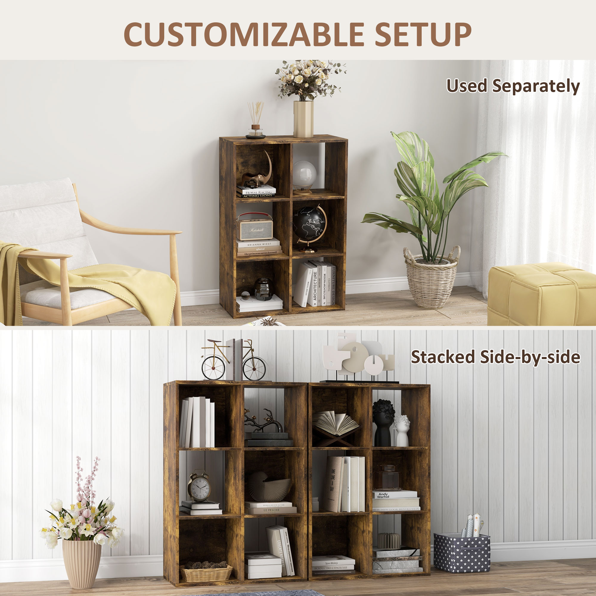 6-Cube Bookshelf-Rustic Brown — image 2