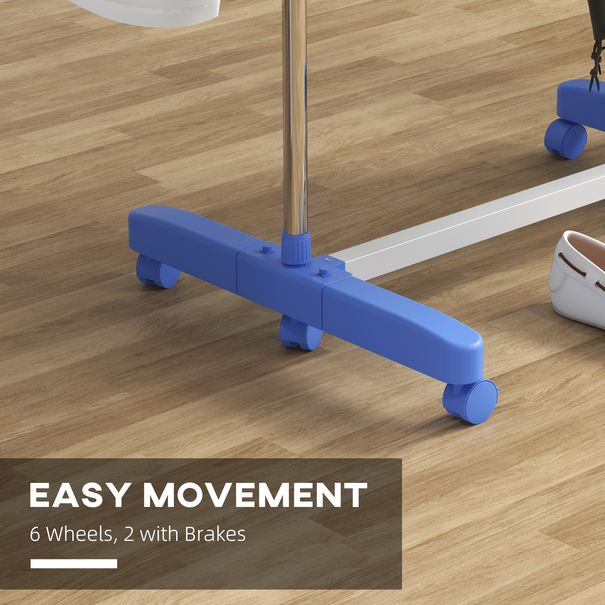 Four-Shelf Collapsing Clothes Horse,With Side Arms And Wheels-Blue — image 3