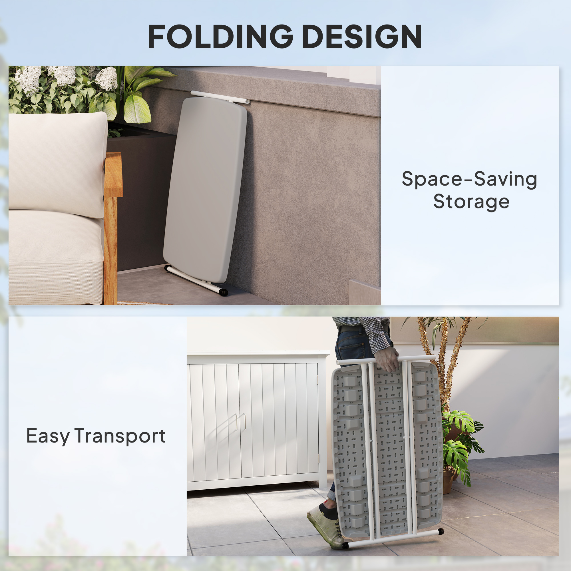 Minimal Folding Outdoor Table-Grey/White — image 5