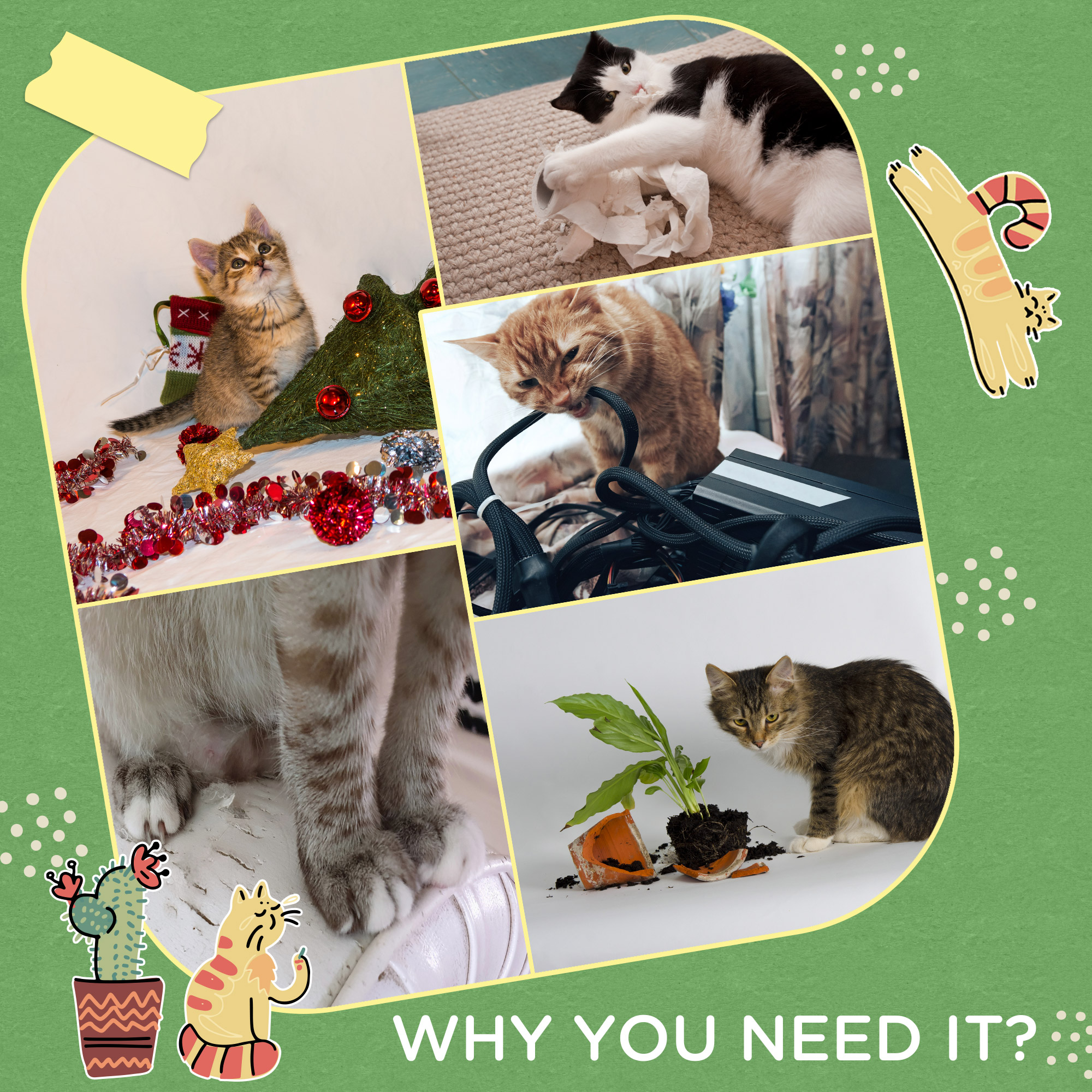 Cat Tree Cactus Sisal Scratching Post For Indoor Cats Play Tower Kitten — image 5
