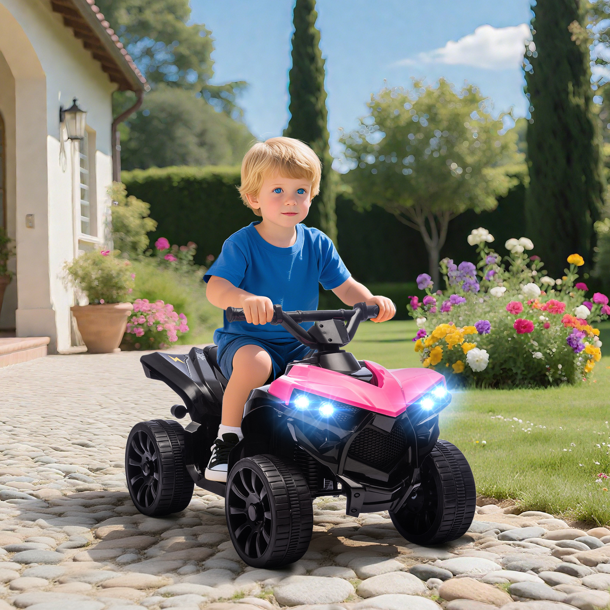 6V Kids ATV,4 Wheeler Electric Ride On Car With Music And LED Headlights,for