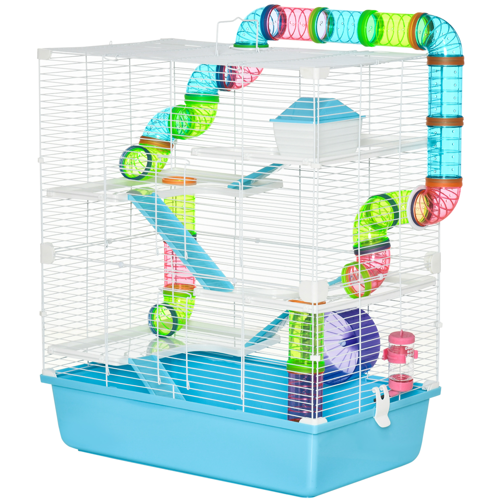 Hamster Cage W/ Water Bottle,Exercise Wheel,Tubes,Ramps-Light Blue detail photo 11