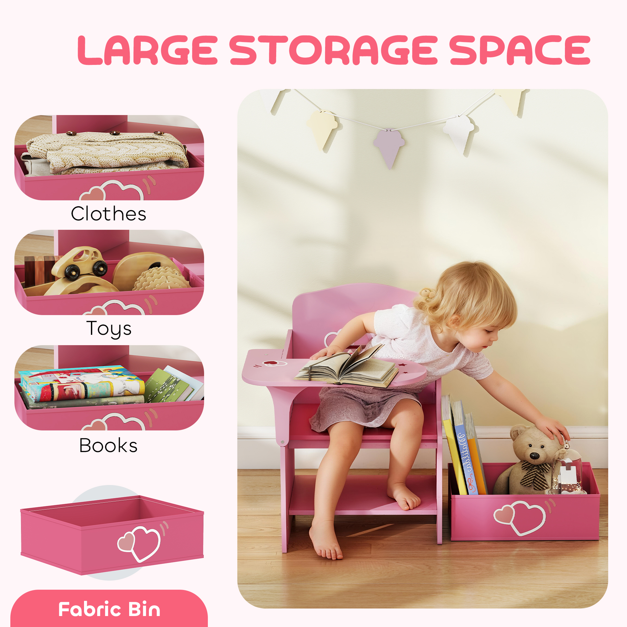 Kids Table And Chair Set,Children Desk With Storage Bins — image 5