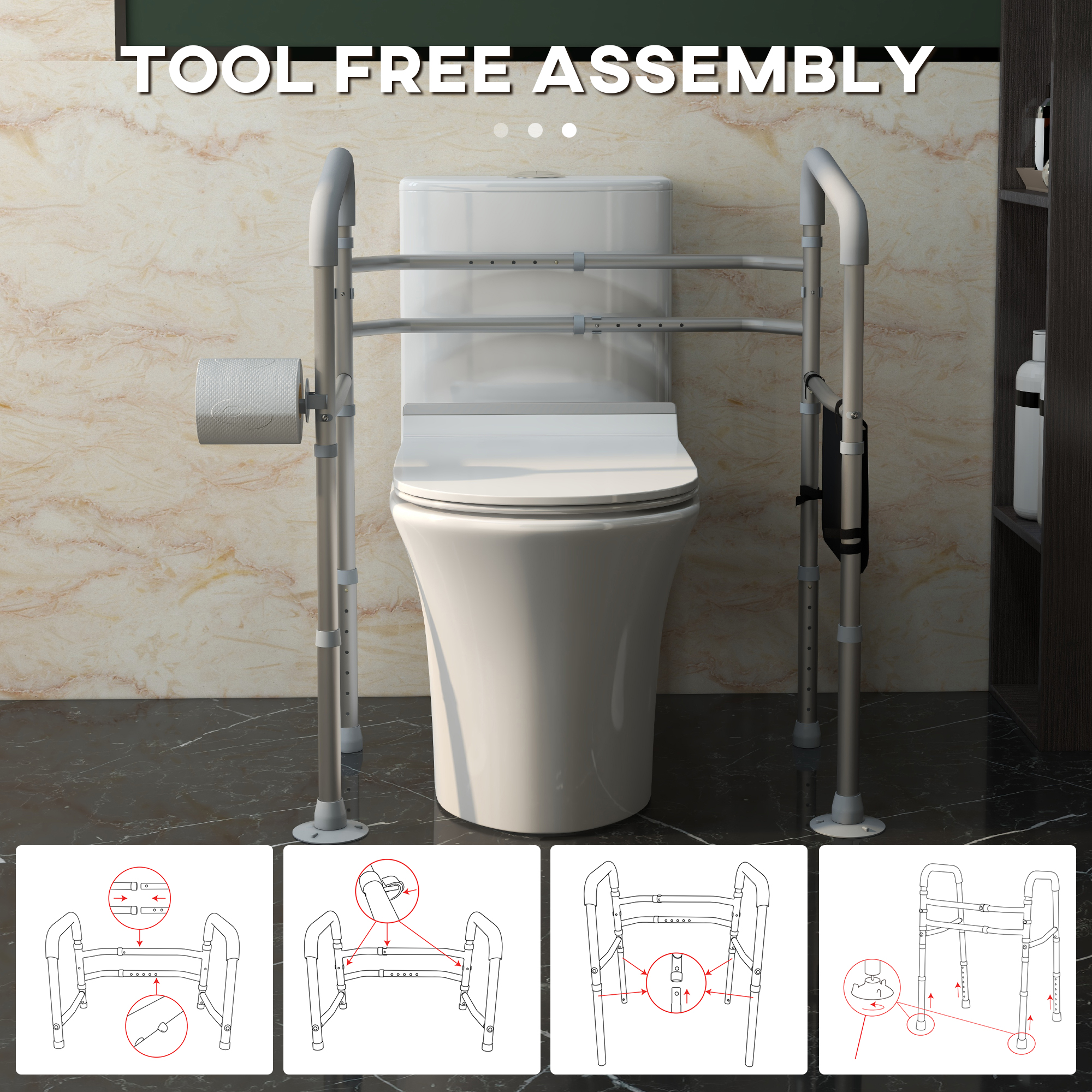 Free Standing Toilet Frame,Height And Width Adjustable Safety Frame With Arms,2 — image 2
