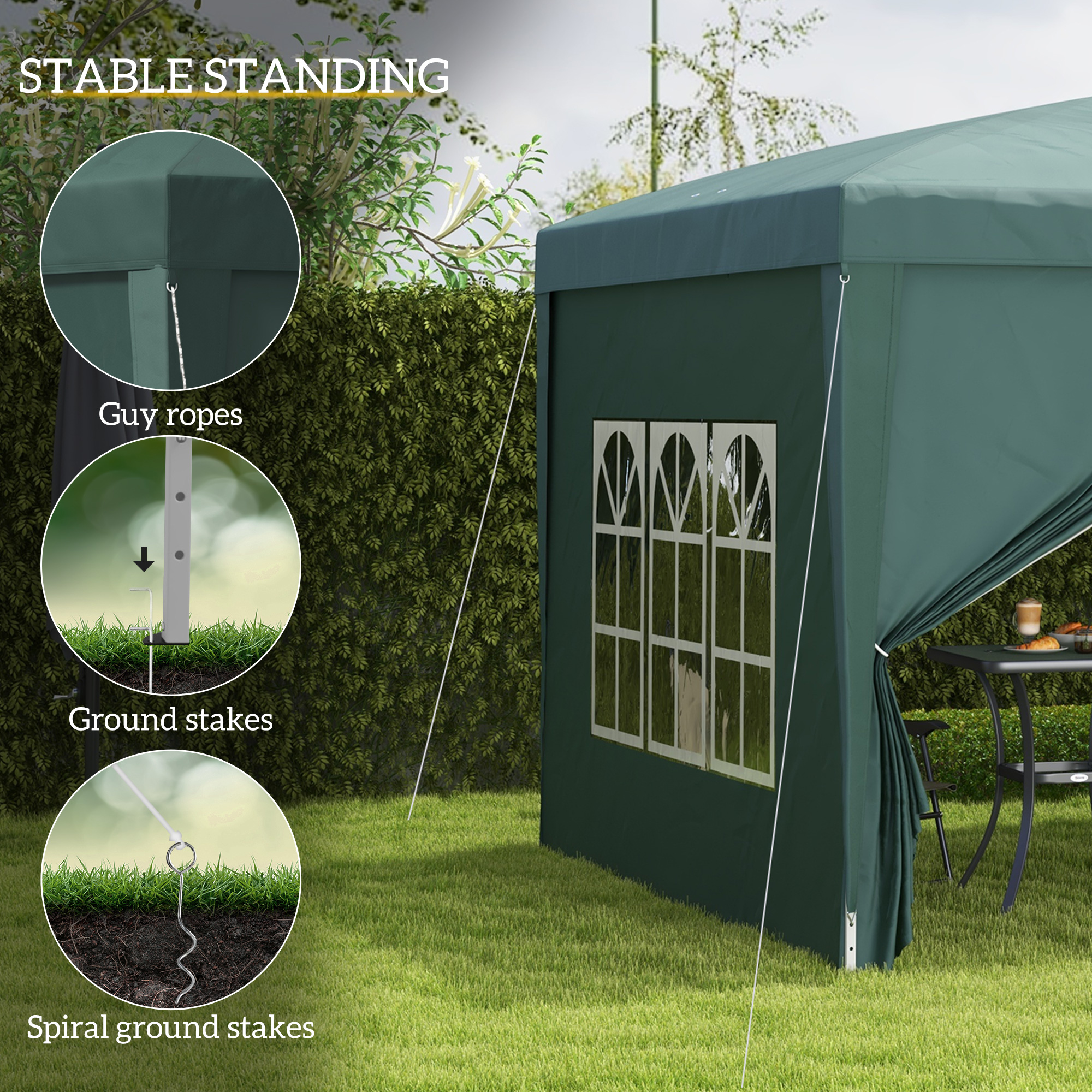 3x3(m) Pop-Up Gazebo,with Curtain Walls And Windows,Blue — image 4