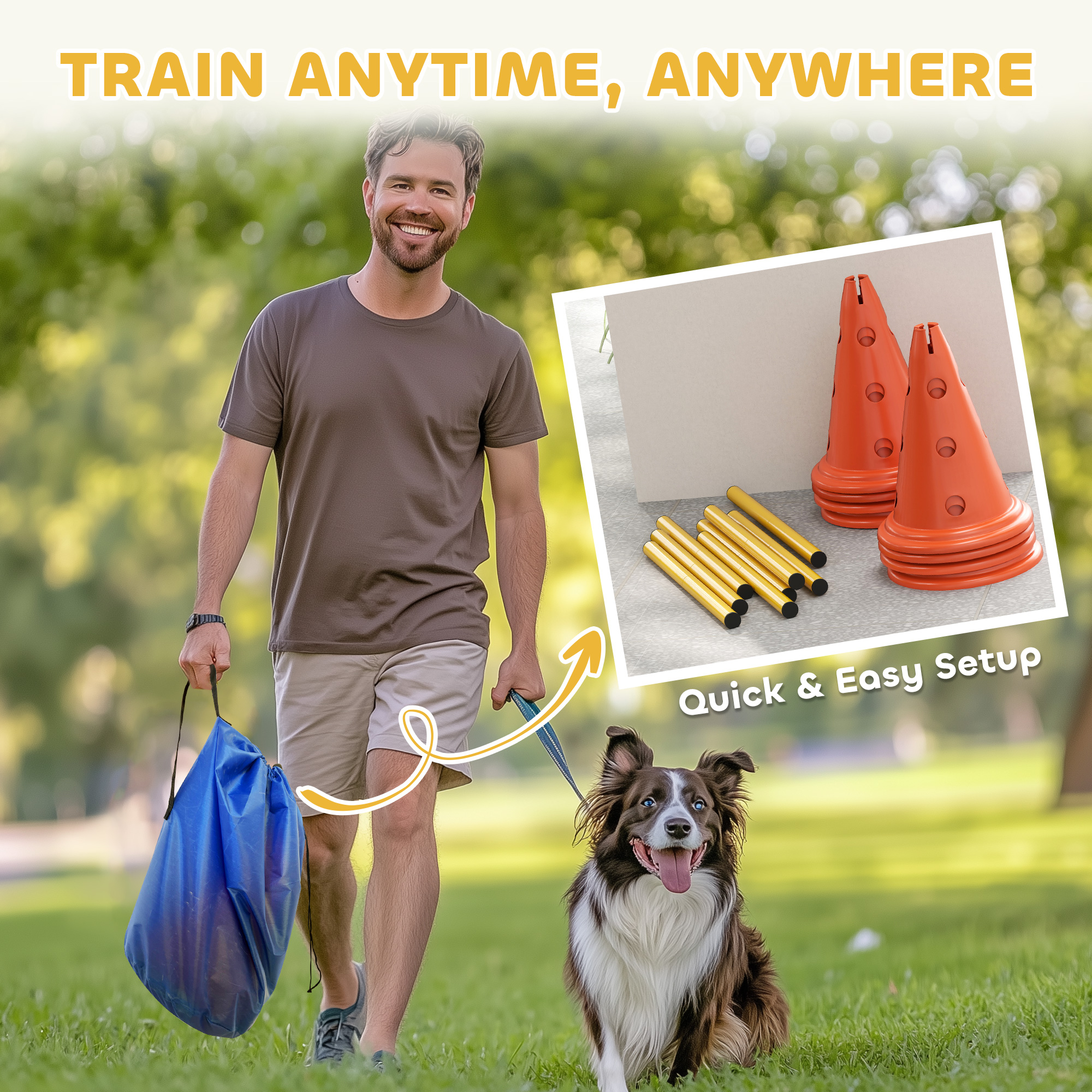 Dog Agility Equipment Set Of Eight Cones,Eight Poles W/ Carry Bag,Four-Piece — image 5