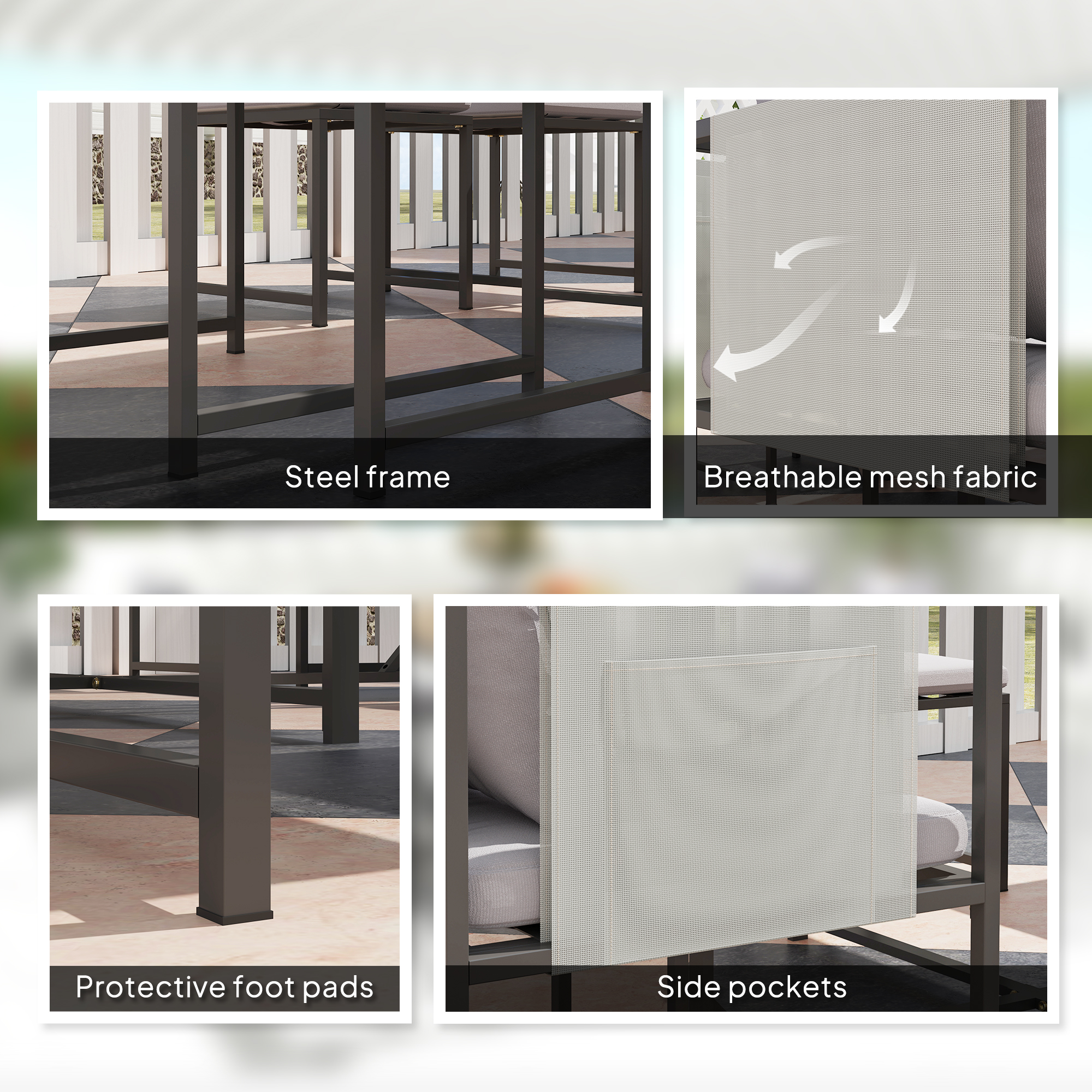 Nine-Piece Steel Frame Garden Dining Set-Grey — image 4