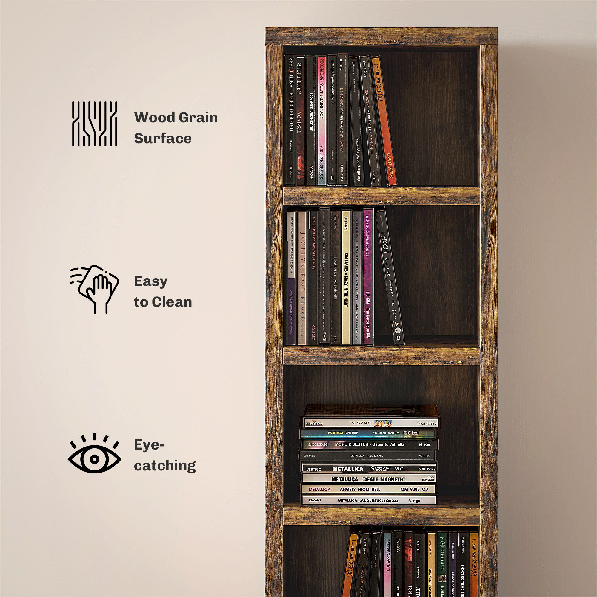 204 CD Tall Narrow Media Storage Tower-Rustic Brown — image 2