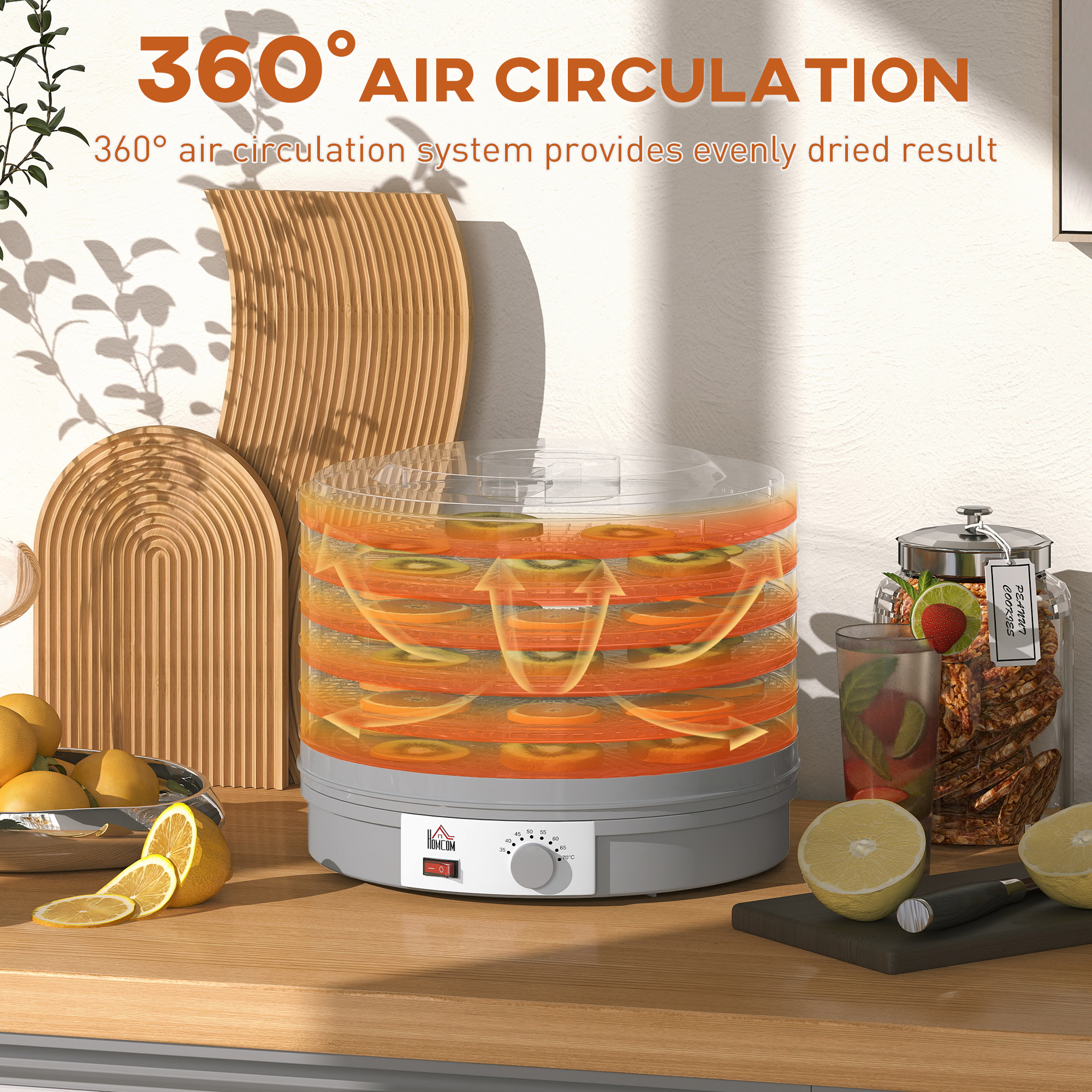 5 Tier Food Dehydrator,245W Dryer Machine With Adjustable Temperature Control — image 5