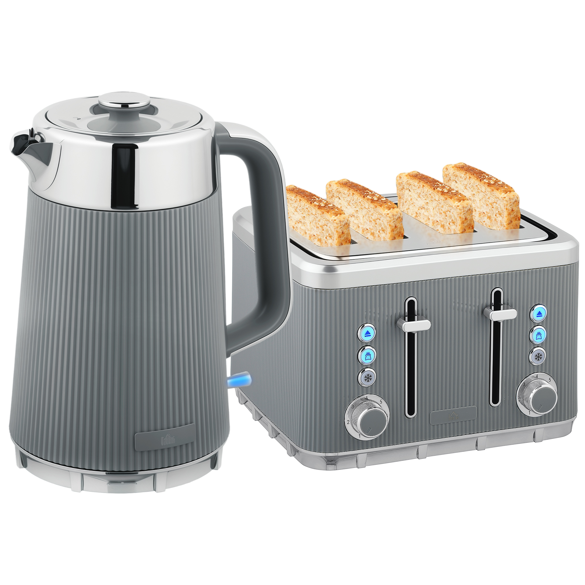 Electric Stainless Steel Kettle And Toaster Set,3000W 1.7L UK Strix Thermostat