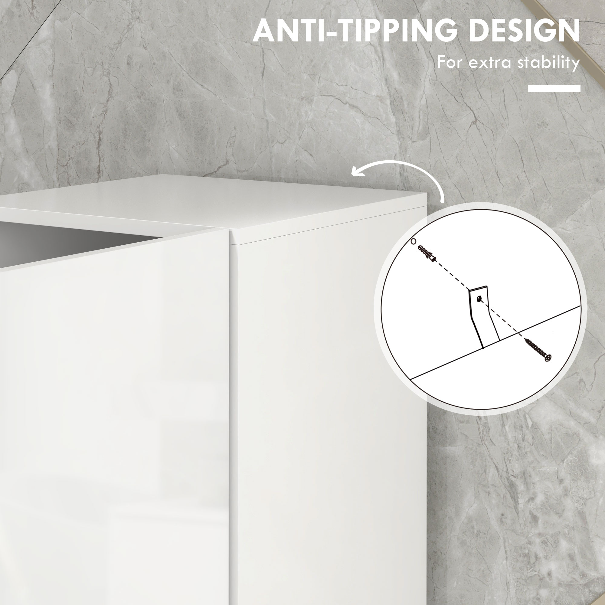 Multi-Storage Slim Bathroom Cabinet-High Gloss White — image 2