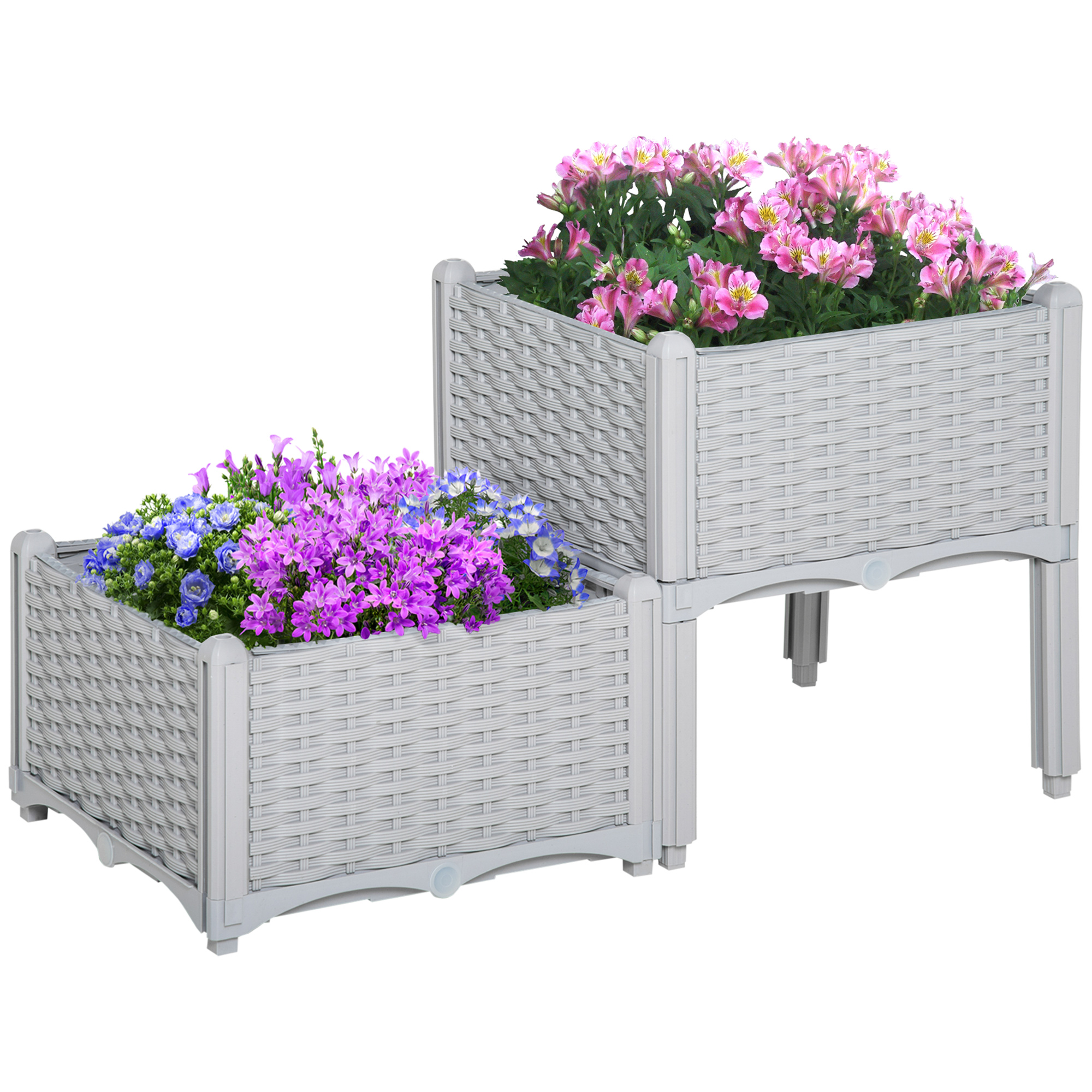 Set Of Two Rattan-Effect Planters-Grey — image 3
