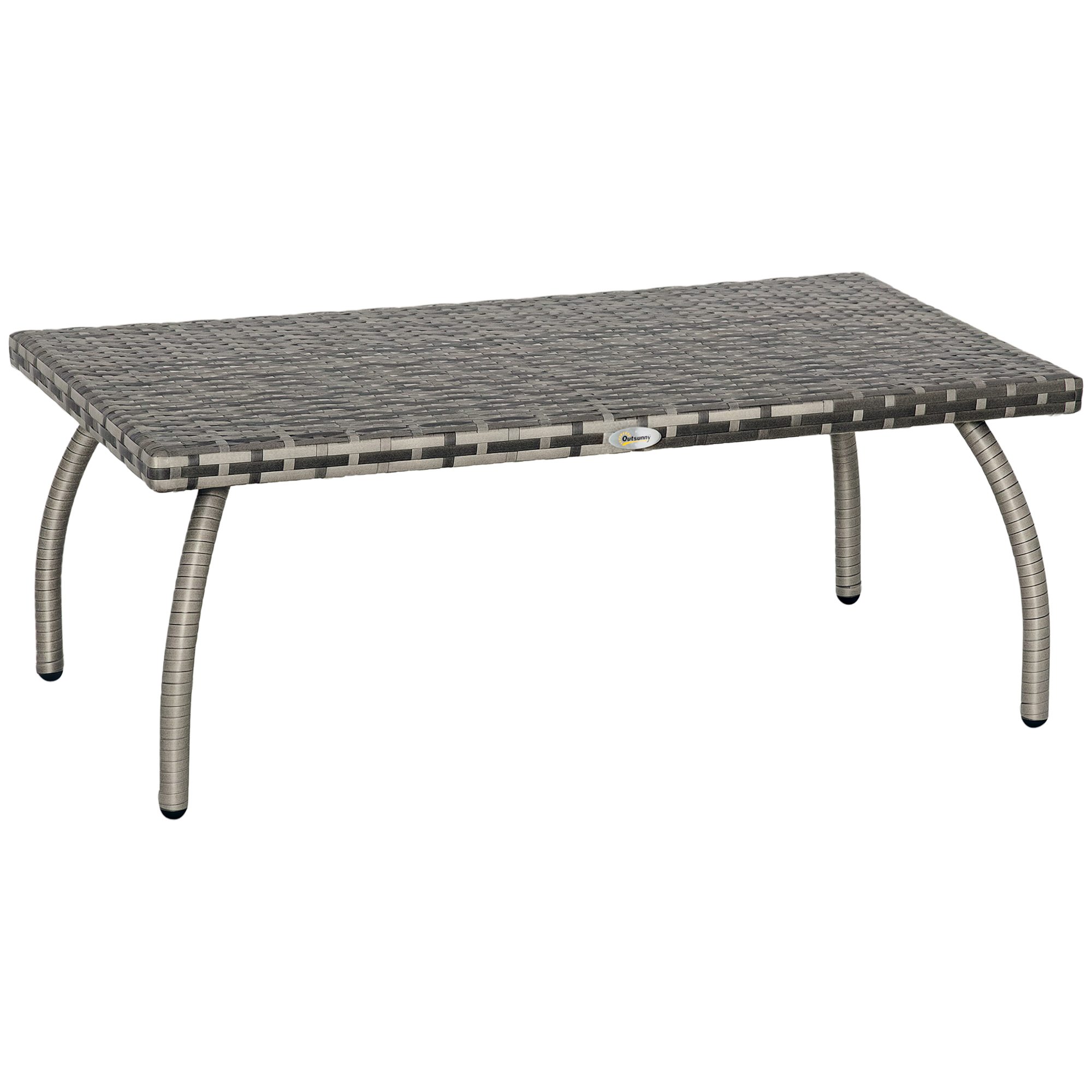 PE Wicker Rattan Garden Coffee Table-Mixed Grey — image 2