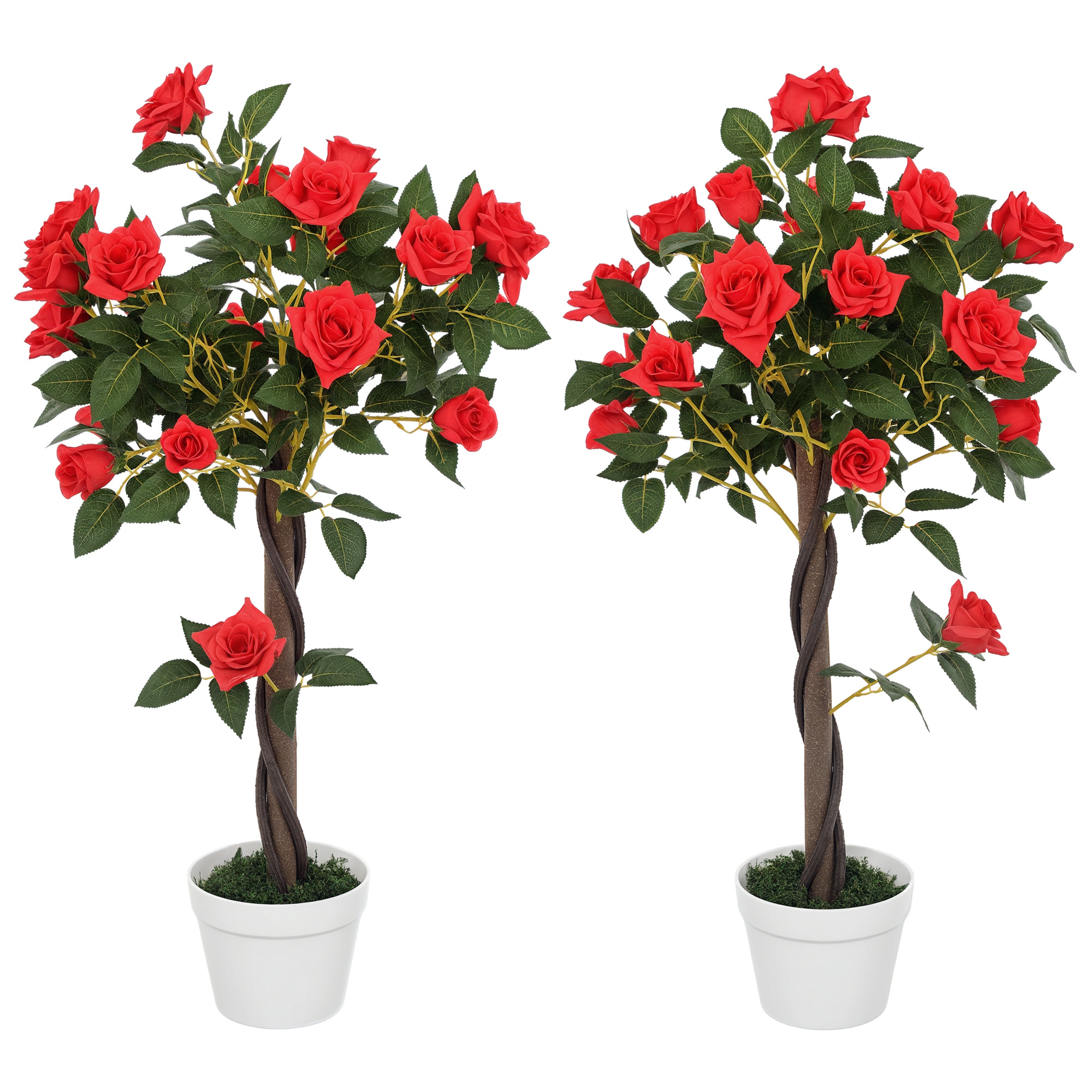 Set Of 2 Artificial Plants White Rose Floral In Pot,Fake For Home Indoor — image 5