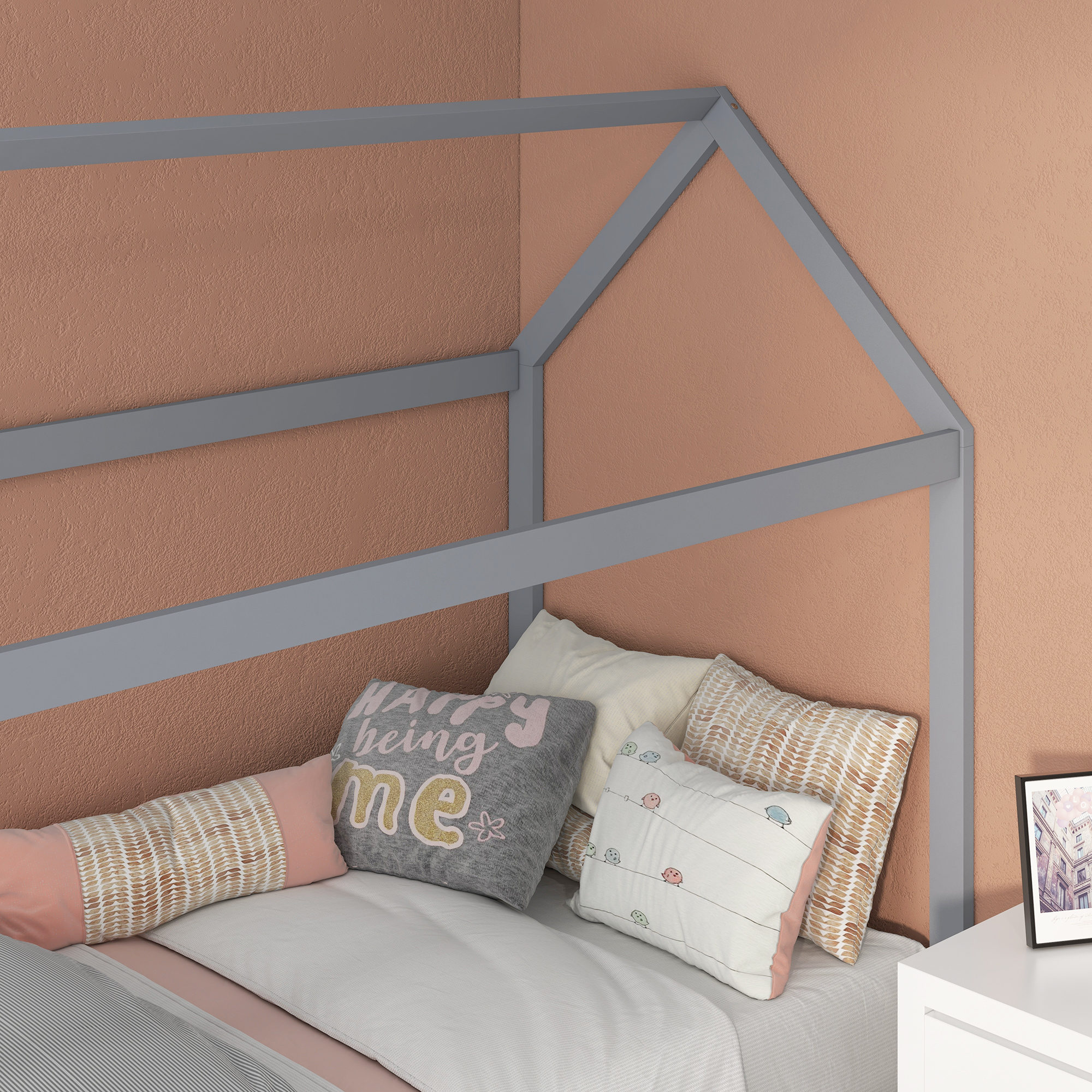 Single Bed Frame,House Scandinavian Style Wooden Frame For 90W X 190Dcm — image 2