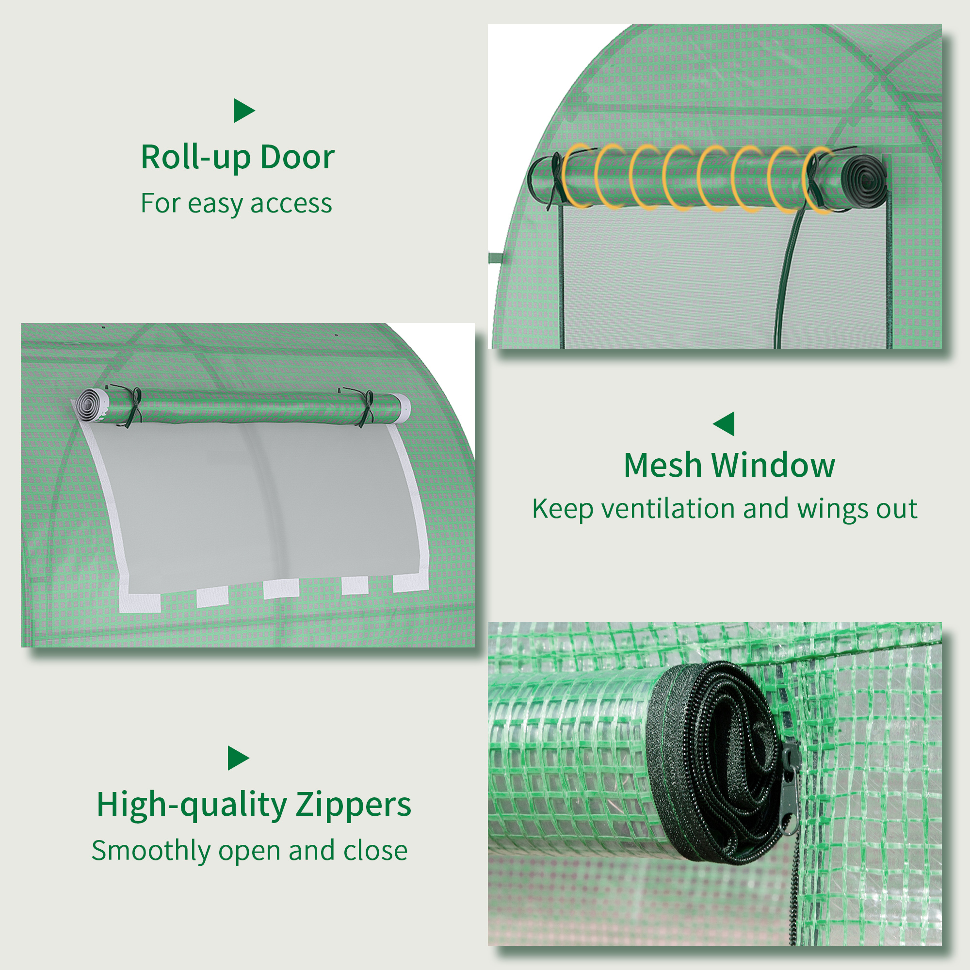 Walk In Polytunnel Greenhouse,Green House For Garden With Roll-up Window — image 3