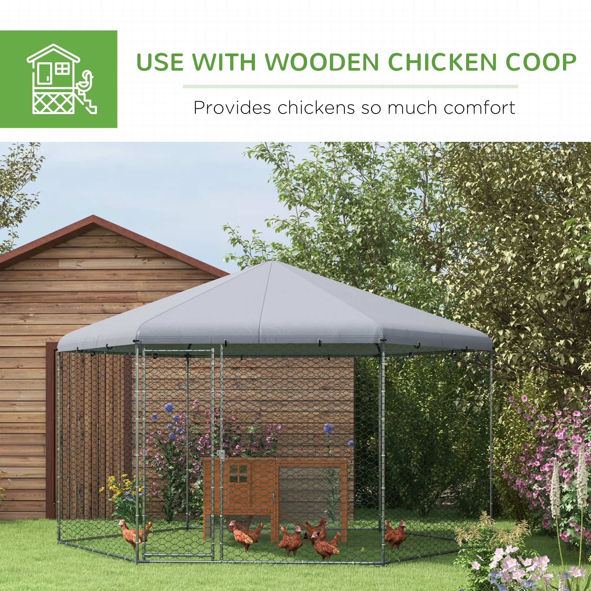 Chicken Coop For 10-15 Chickens,Hens,Rabbits,Ducks,Outdoor Garden Run,4 X 3.5 X — image 3