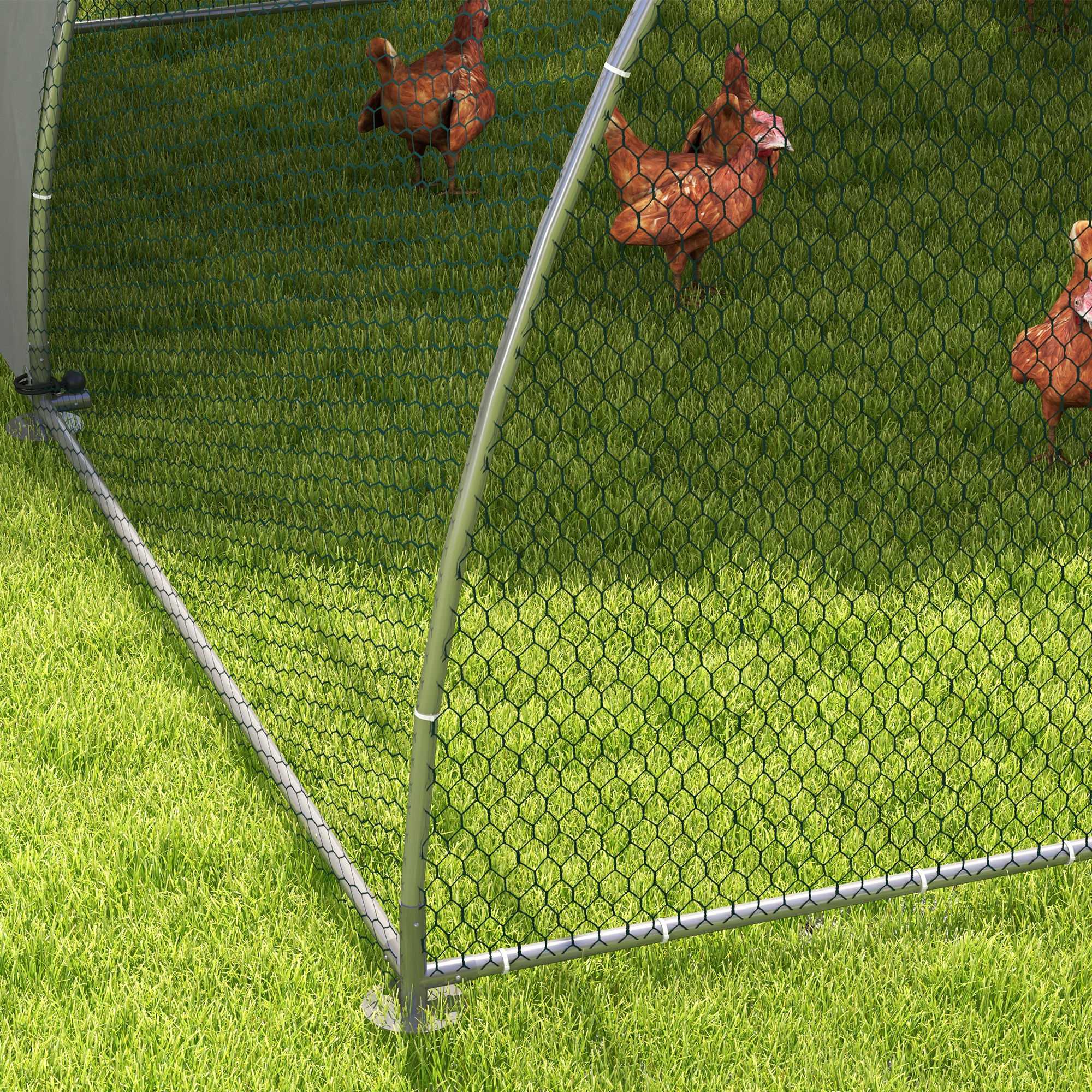 Galvanised Outdoor Chicken Coop,with Cover,for 8-12