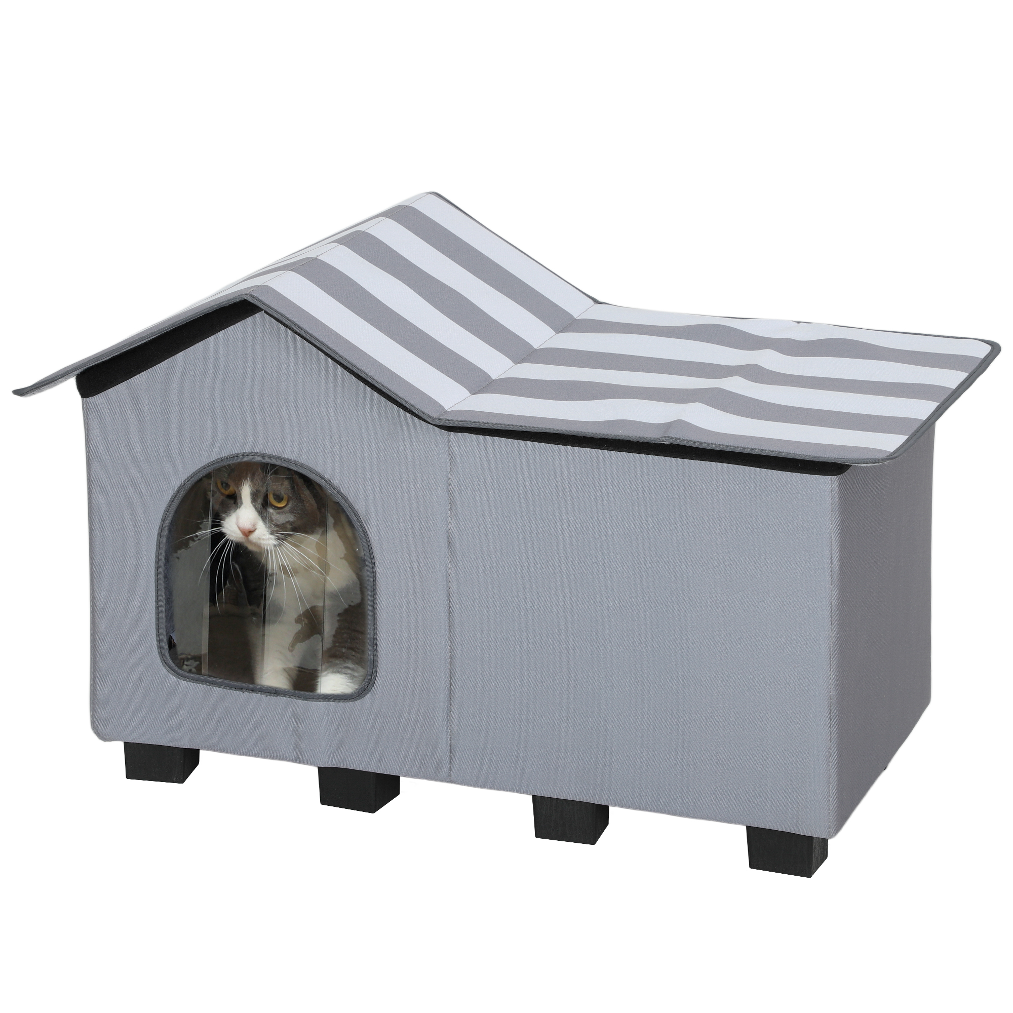 Outdoor Cat House,Weather Resistant Feral Cave With Elevated Base And Cushion — image 3
