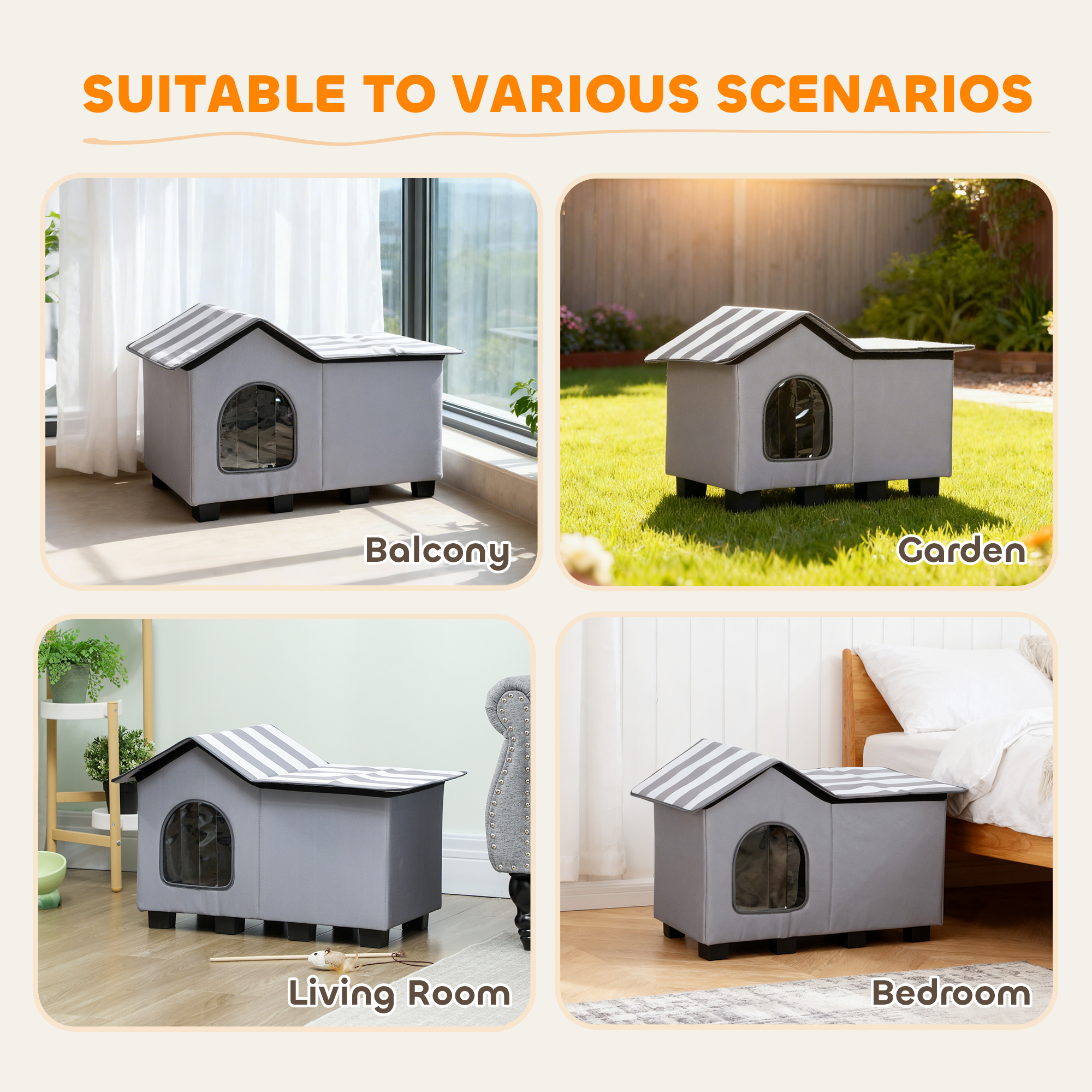 Outdoor Cat House,Weather Resistant Feral Cave With Elevated Base And Cushion — image 2