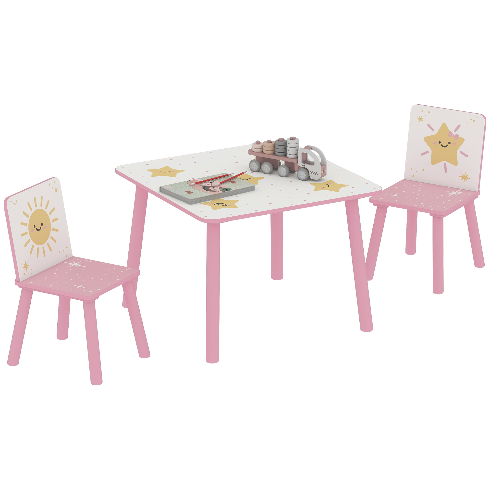 3-Piece Toddler Table And Chair Set,Kids With 2 Chairs Set — image 5