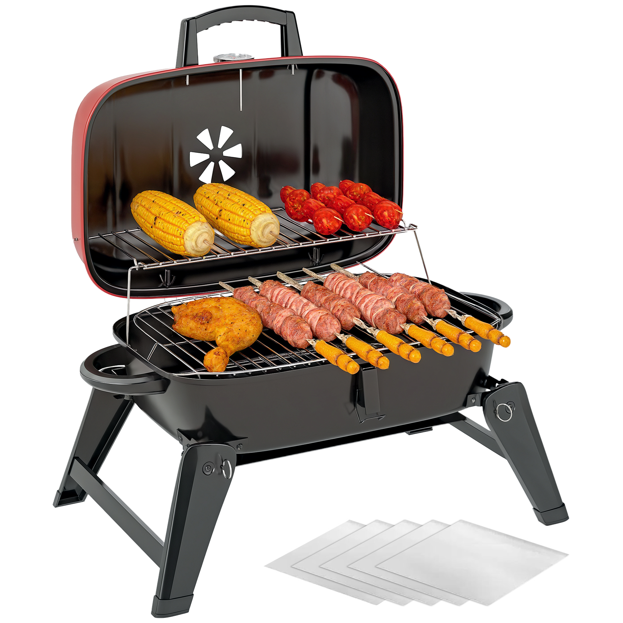 Outsunny Charcoal Barbecue Grill Folding BBQ Grill
