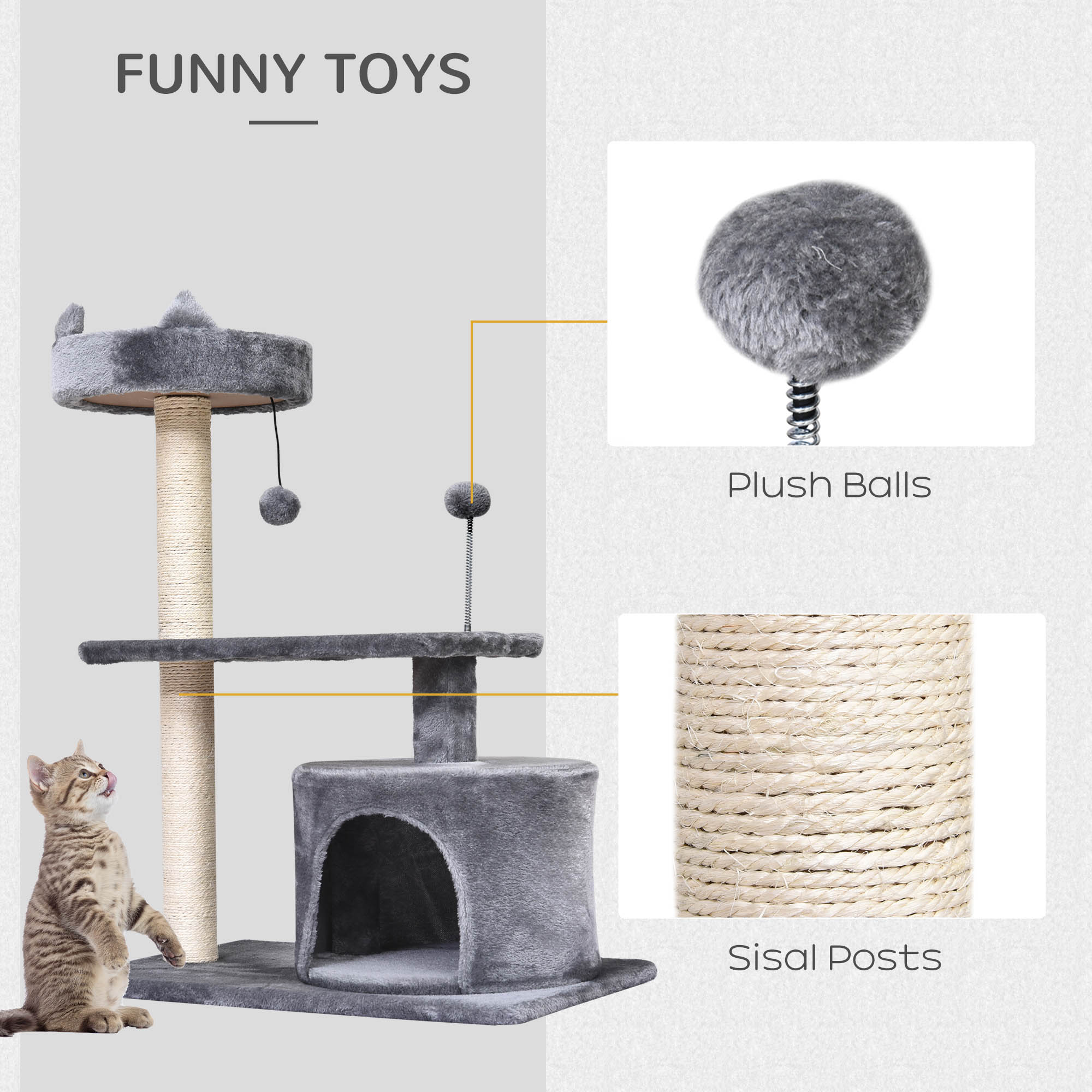 Cat Tree For Indoor Cats With Scratching Post Climbing Tower Kitty Activity