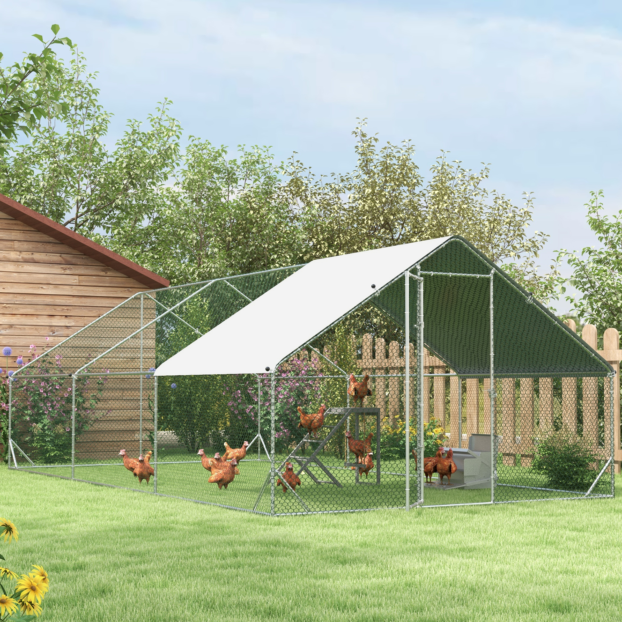 Galvanised Walk In Chicken Run Cover 6 X 3 X 2m Silver