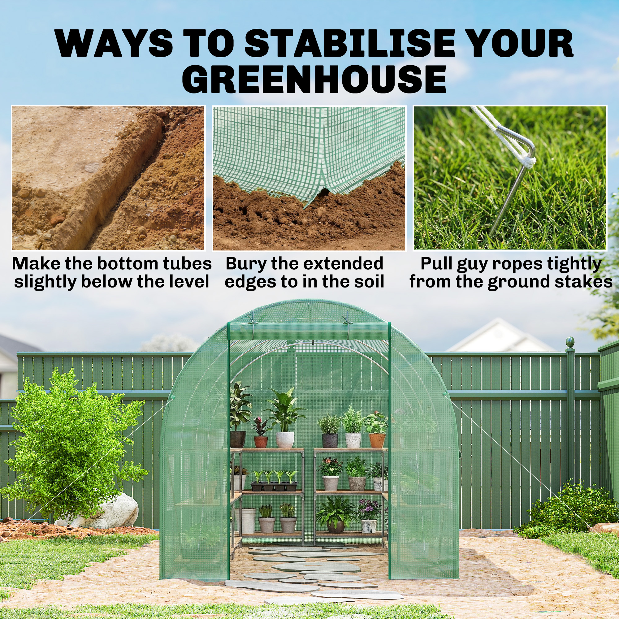 4.5m X 2m X 2m Walk-in Tunnel Greenhouse Garden Plant Growing House With Door — image 4