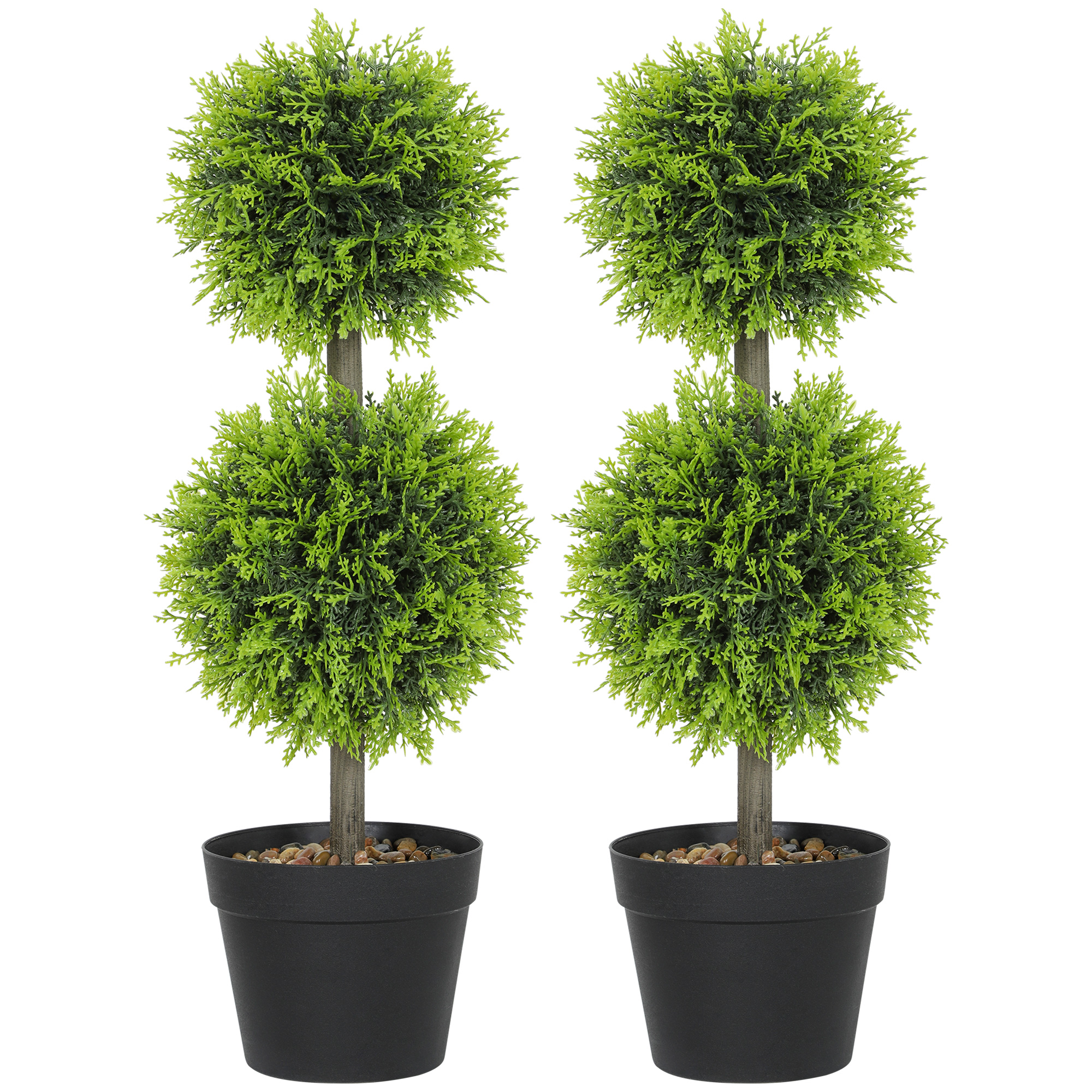 Set Of 2 Decorative Artificial Trees,Topiary Ball-shaped Boxwood Trees — image 4