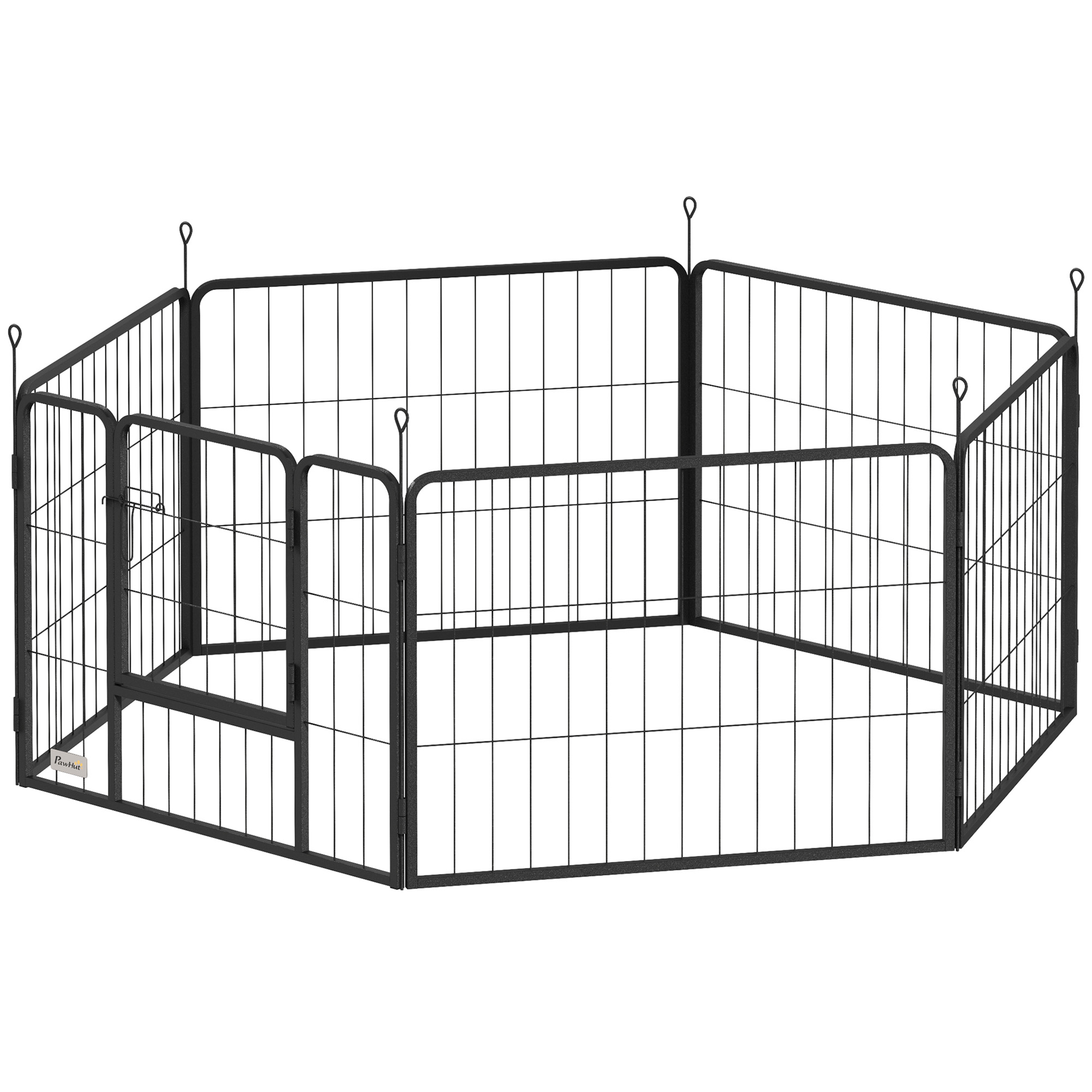 6 Panels Dog Playpen,Portable Detachable Puppy Pen With Door,for Small Dogs,60cm High,Grey detail photo 11