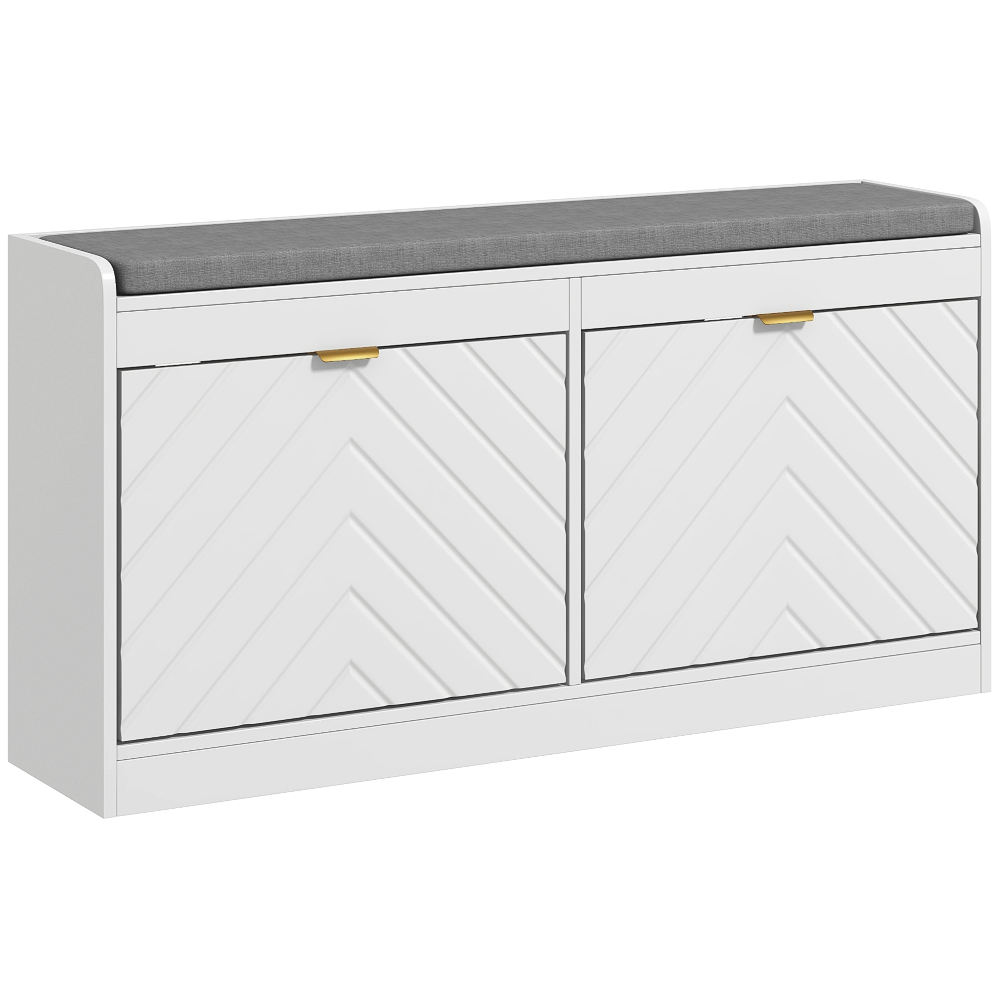 Shoe Storage With Seat,Upholstered Entryway Bench,Shoe Bench 2 Flip Drawers