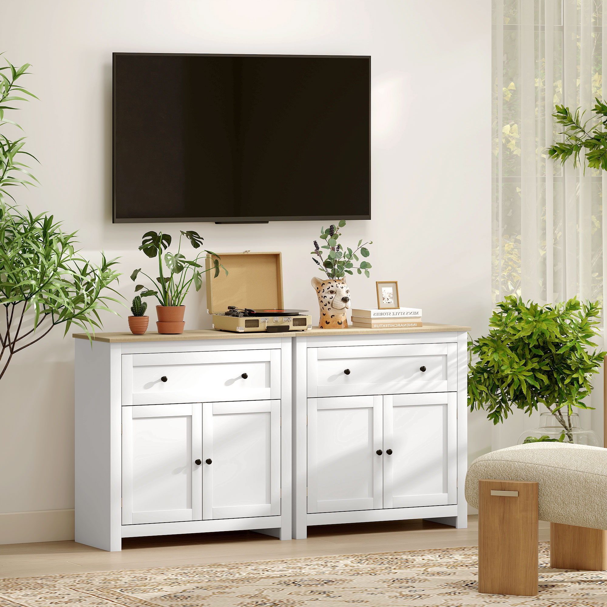 Sideboard Storage Cabinet,Morden Kitchen Cupboard With Adjustable Shelf,Drawer — image 2